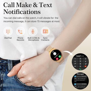 Nemheng Smartwatch (1,39 Zoll, Android, iOS), mit Telefonfunktion Schlafmonitor Menstruationszyklus Schrittzähler