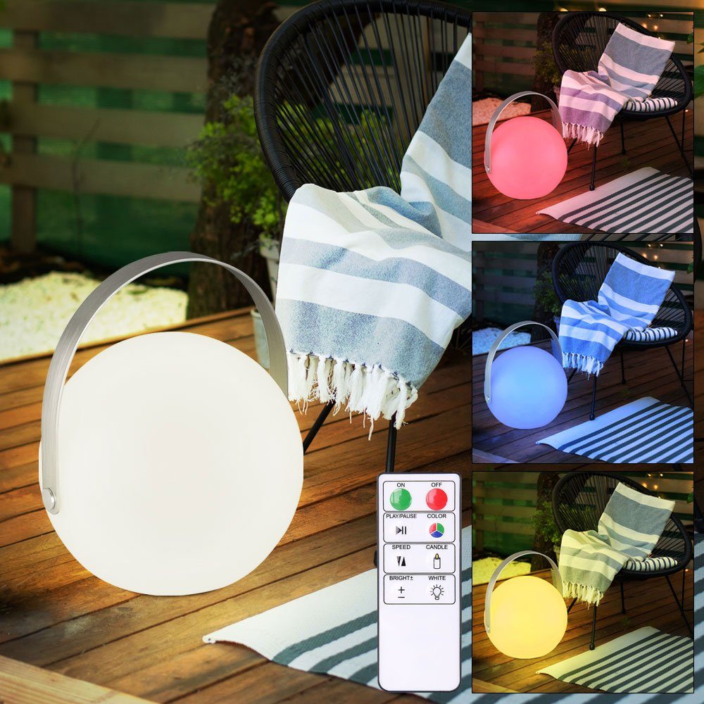 etc-shop LED Dekolicht, Gartendeko Kugelleuchte mit Fernbedienung dimmbar  Farbwechsel Außenleuchte Akku Gartenleuchte mit Kerzeneffekt, zum Aufhängen  oder Hinstellen, RGB LED, DxH 18,9 x 21 cm