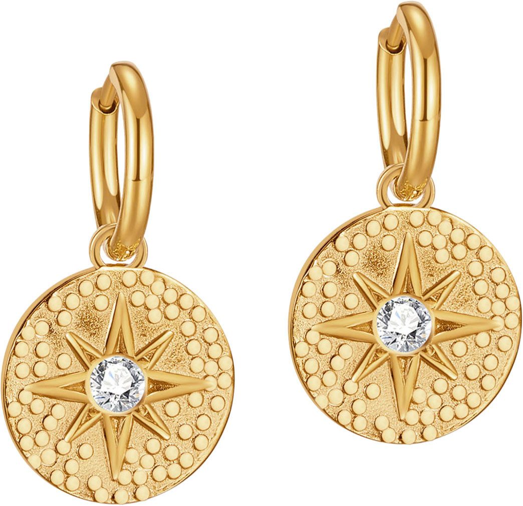 Paar Creolen Schmuck Geschenk Edelstahl Ohrschmuck Ohrringe Münze