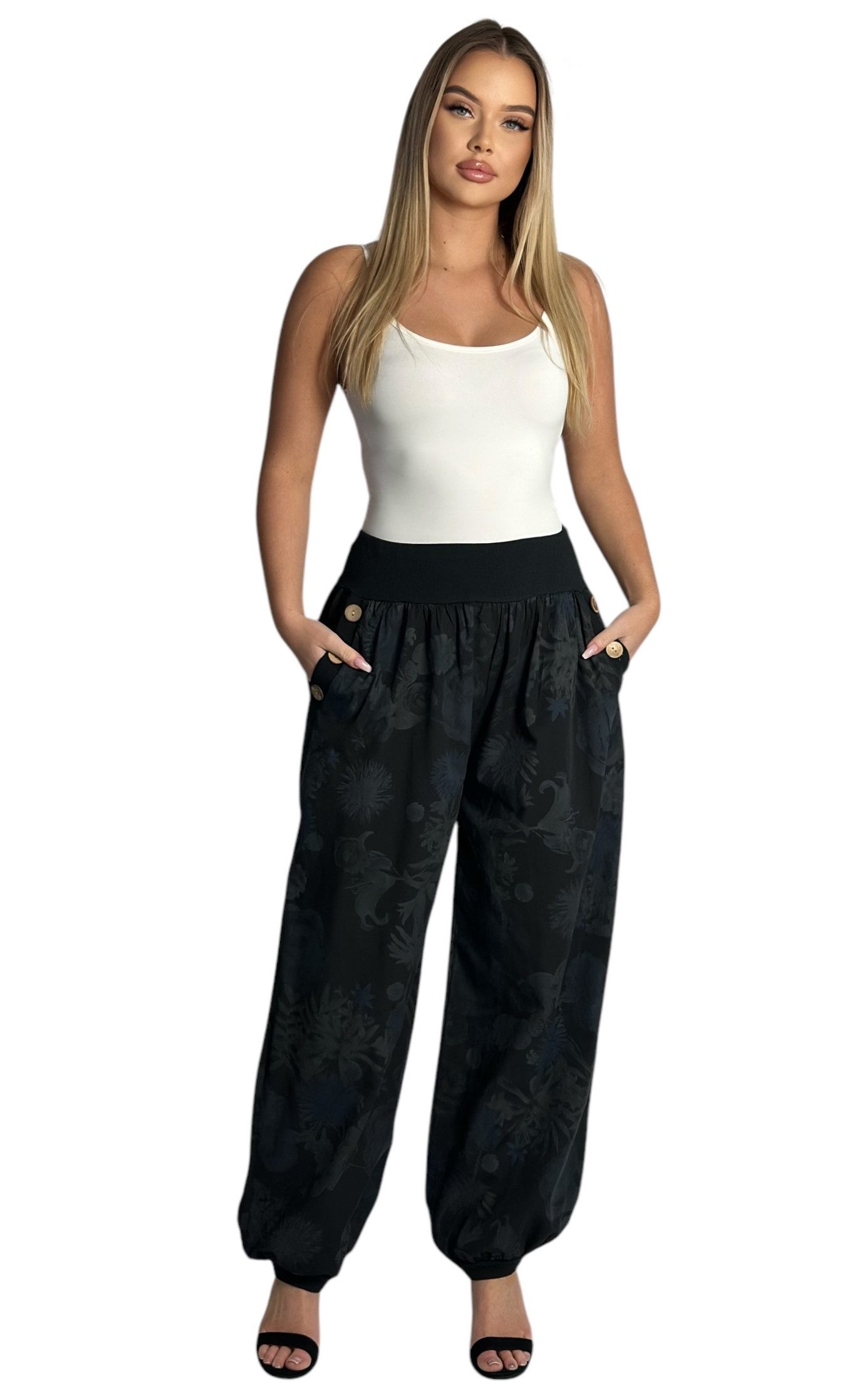 Mississhop Haremshose Baumwollhose Damenhose Aladinhose Blumenprint günstig online kaufen