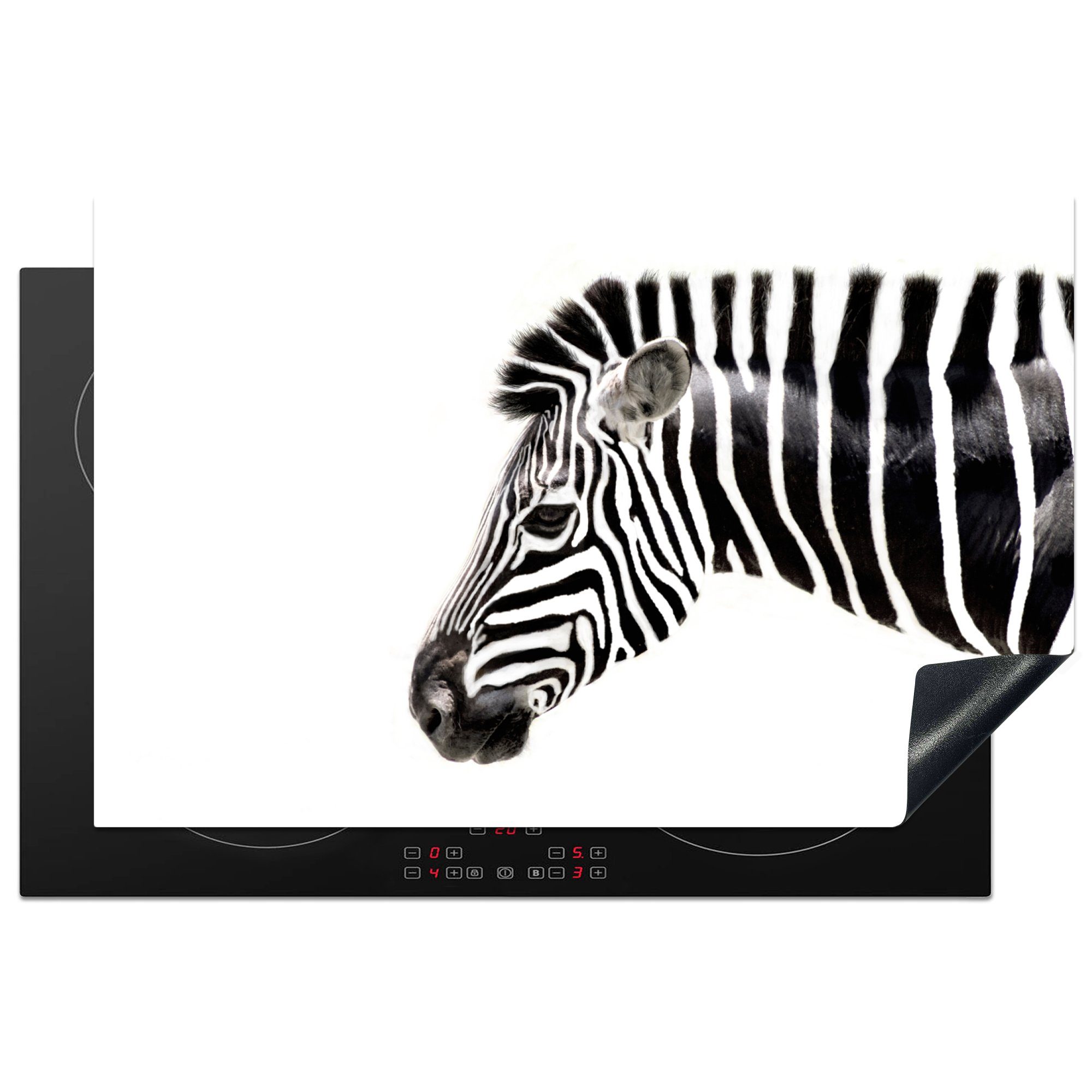 MuchoWow Herdblende-/Abdeckplatte Zebra - die Tiere Vinyl, 81x52 (1 küche, Weiß, Induktionskochfeld für - tlg), cm, Schutz Ceranfeldabdeckung