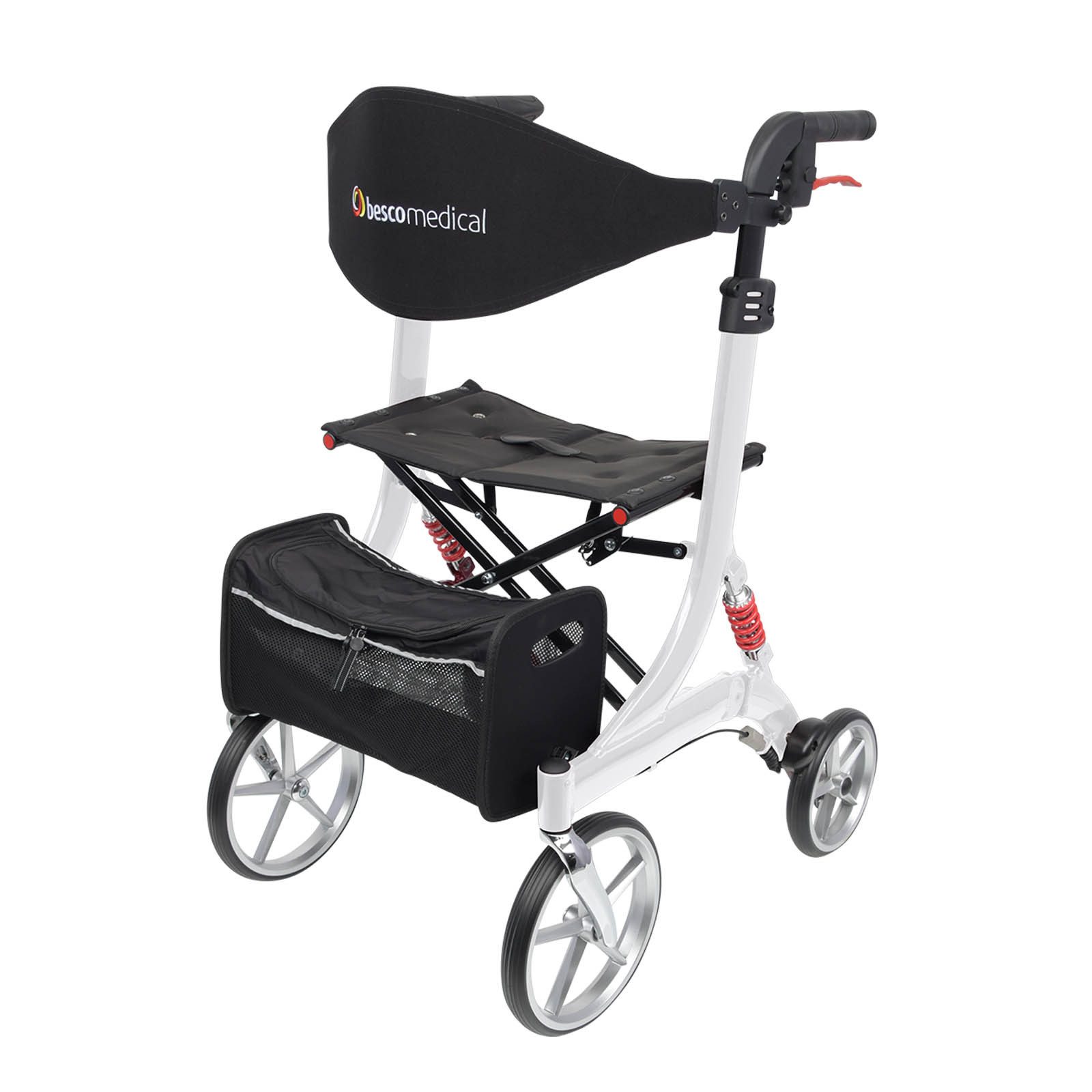 bescomedical Rollator SPRING, Leichtgewicht Gehhilfe - Modell L Sitzhöhe 60 cm, mit Komfort-Federung