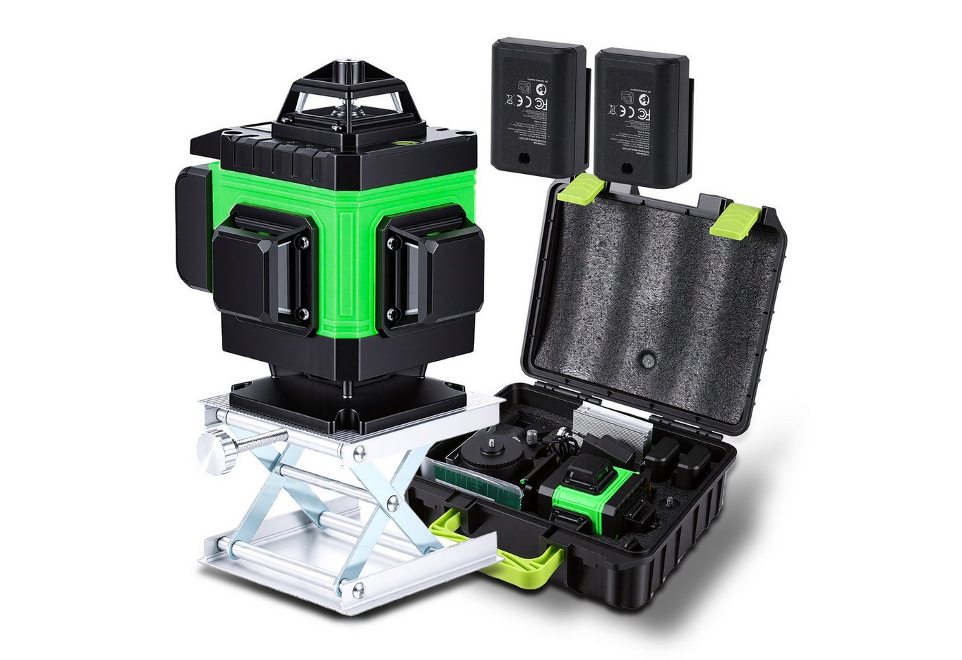 AeroAxis Kreuzlinienlaser 16 Linien 4 x 360° mit Pulsmodus,Selbstnivellierende Laser Wasserwaage, Linienlaser Baulaser für Innenbereich & Baustelle, 2 x 2400mAh Akku
