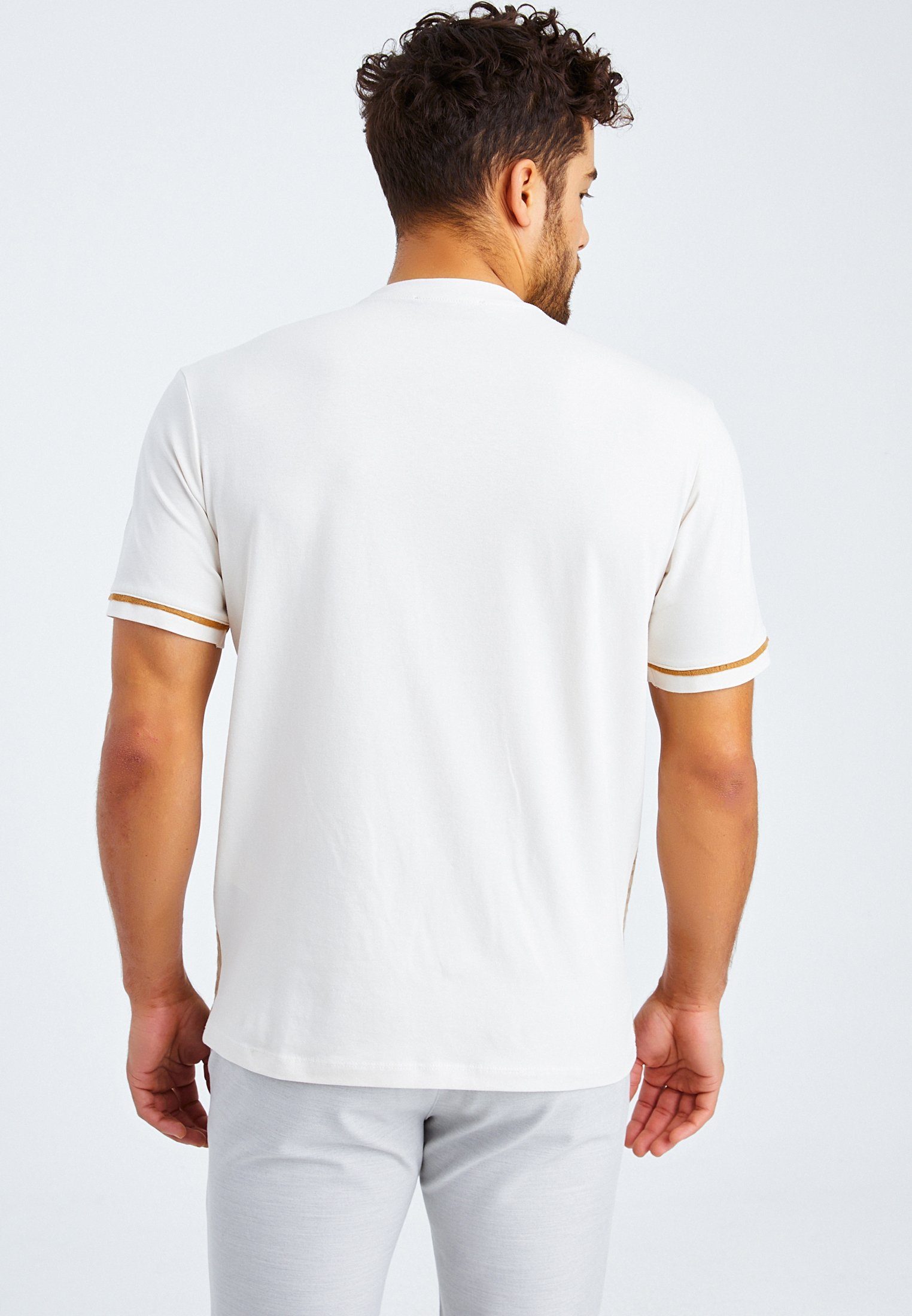 Leif normal V-Ausschnitt Nelson T-Shirt Herren steinfarben T-Shirt LN-55740