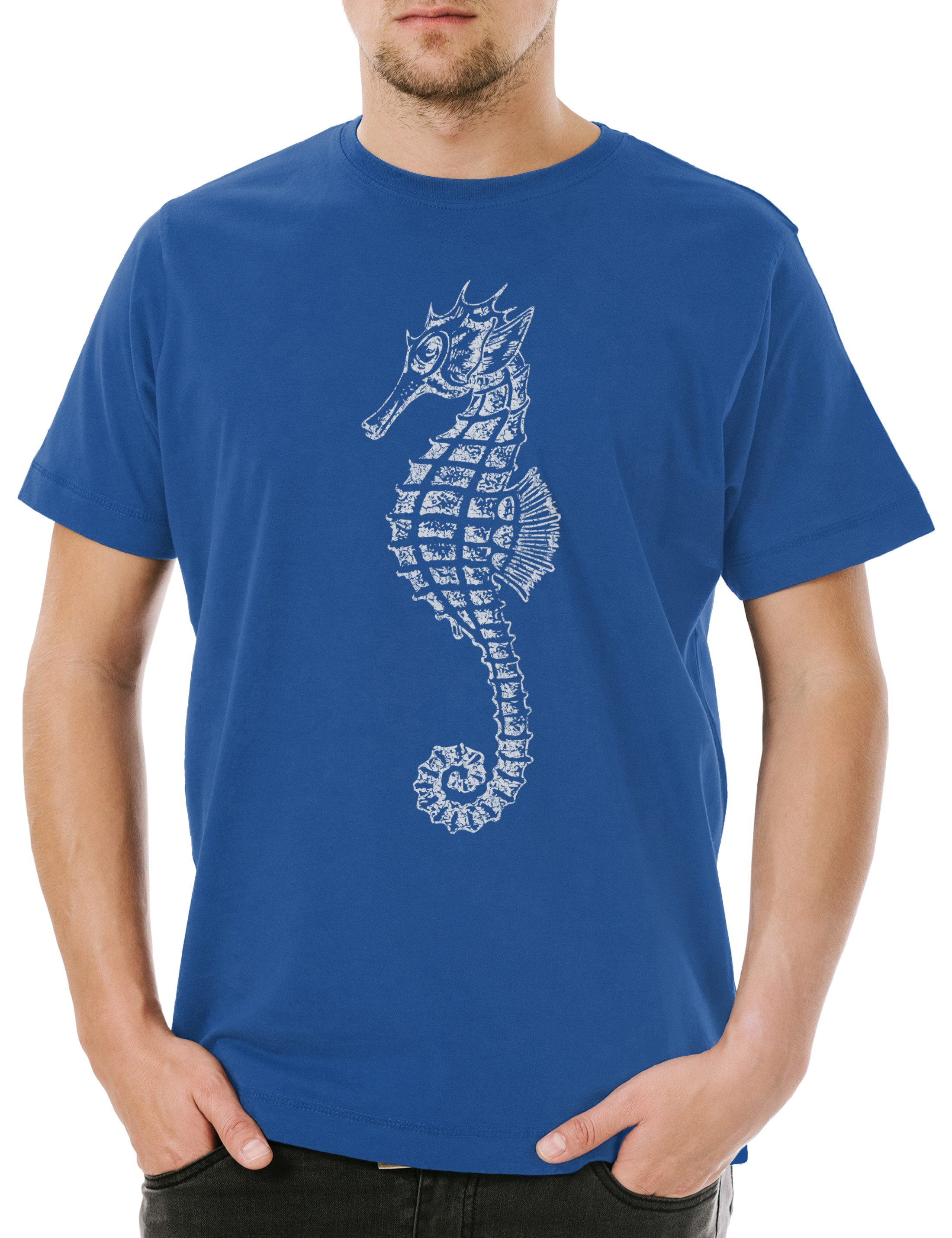 Print-Shirt Sea Horse II Herren T-Shirt Seepferdchen Tattoo Oldschool Sailor