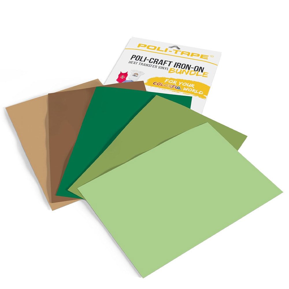 POLI-TAPE POLI-CUT Plotterfolie NATURE-BUNDLE IRON-ON, 5 x A4 POLI-FLEX TURBO, turboschnelle Transferfolie für Textilien