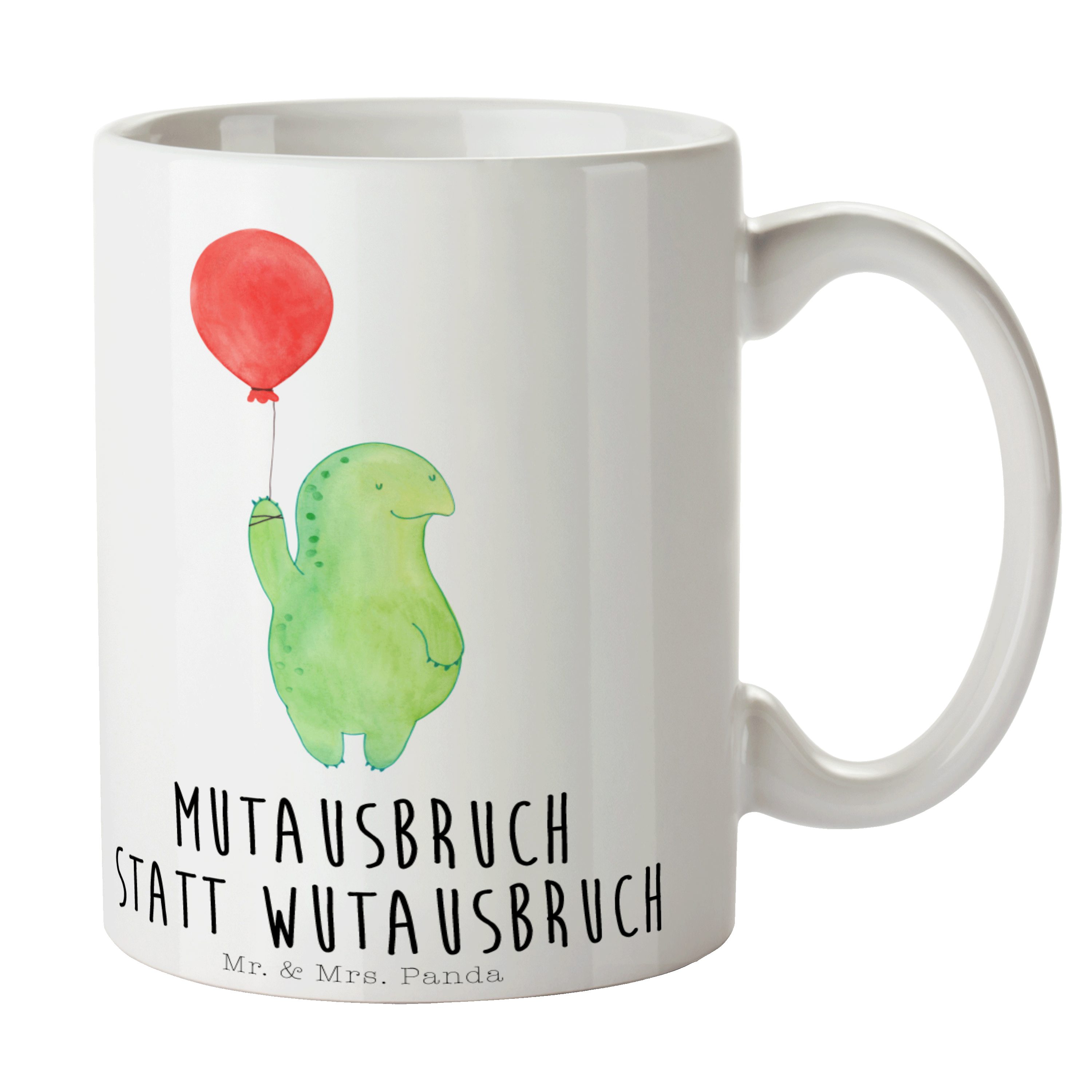 Weiß & Becher, - Geschenk, Tasse, Tasse glücklich, Mr. Schildkröte Keramik - S, Mrs. Luftballon Panda