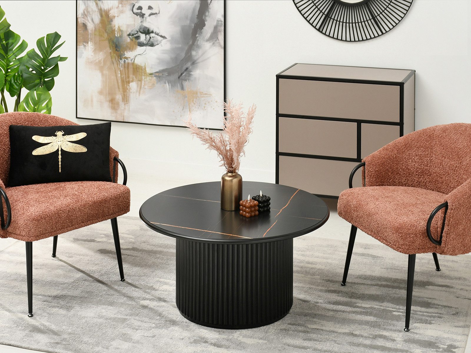 Compleo Couchtisch Säulengestell mit Rillenstruktur DORFIS günstig online kaufen