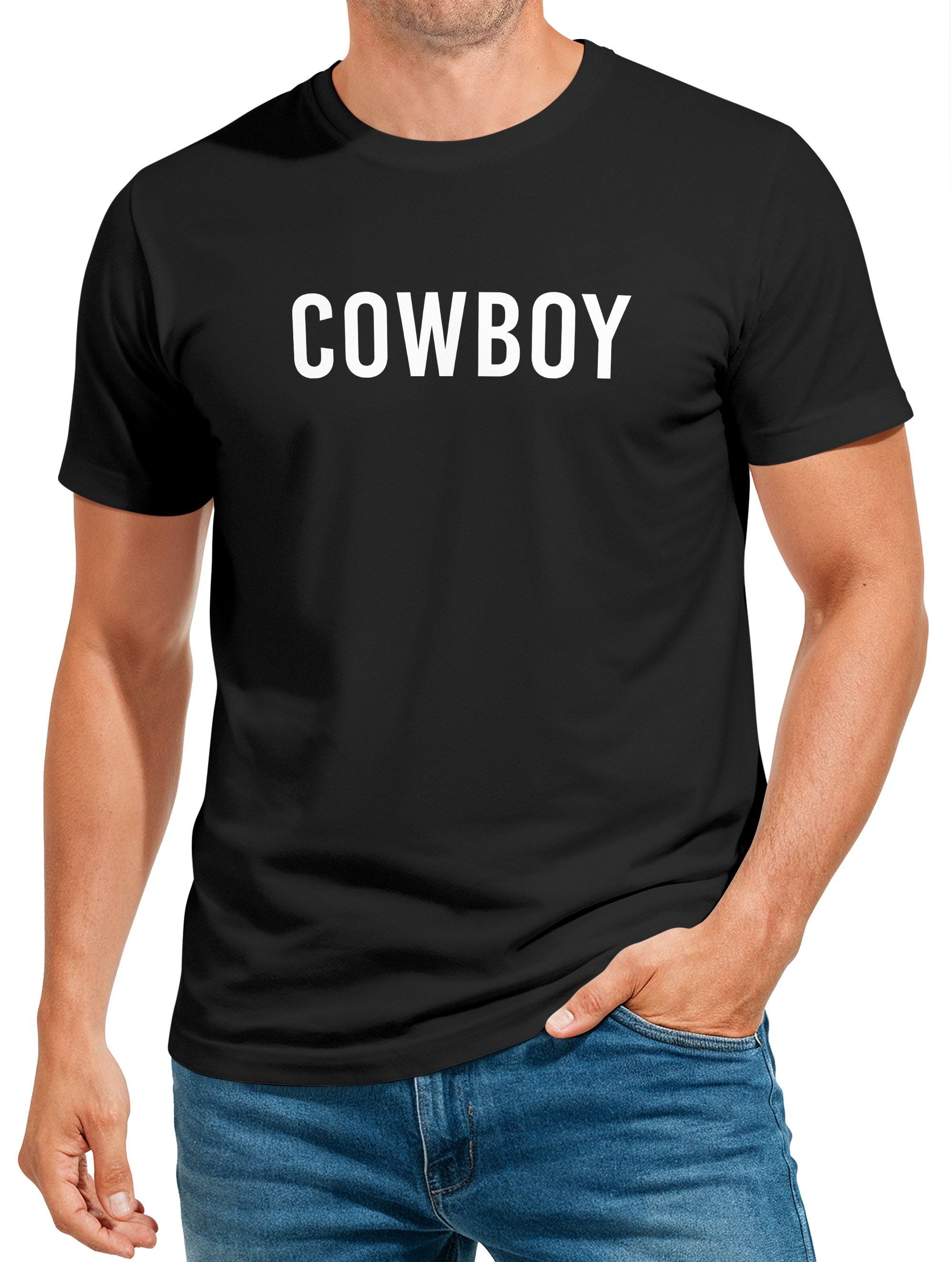 MoonWorks Print-Shirt Herren T-Shirt Cowboy Fasching Karneval Fastnacht Fas günstig online kaufen