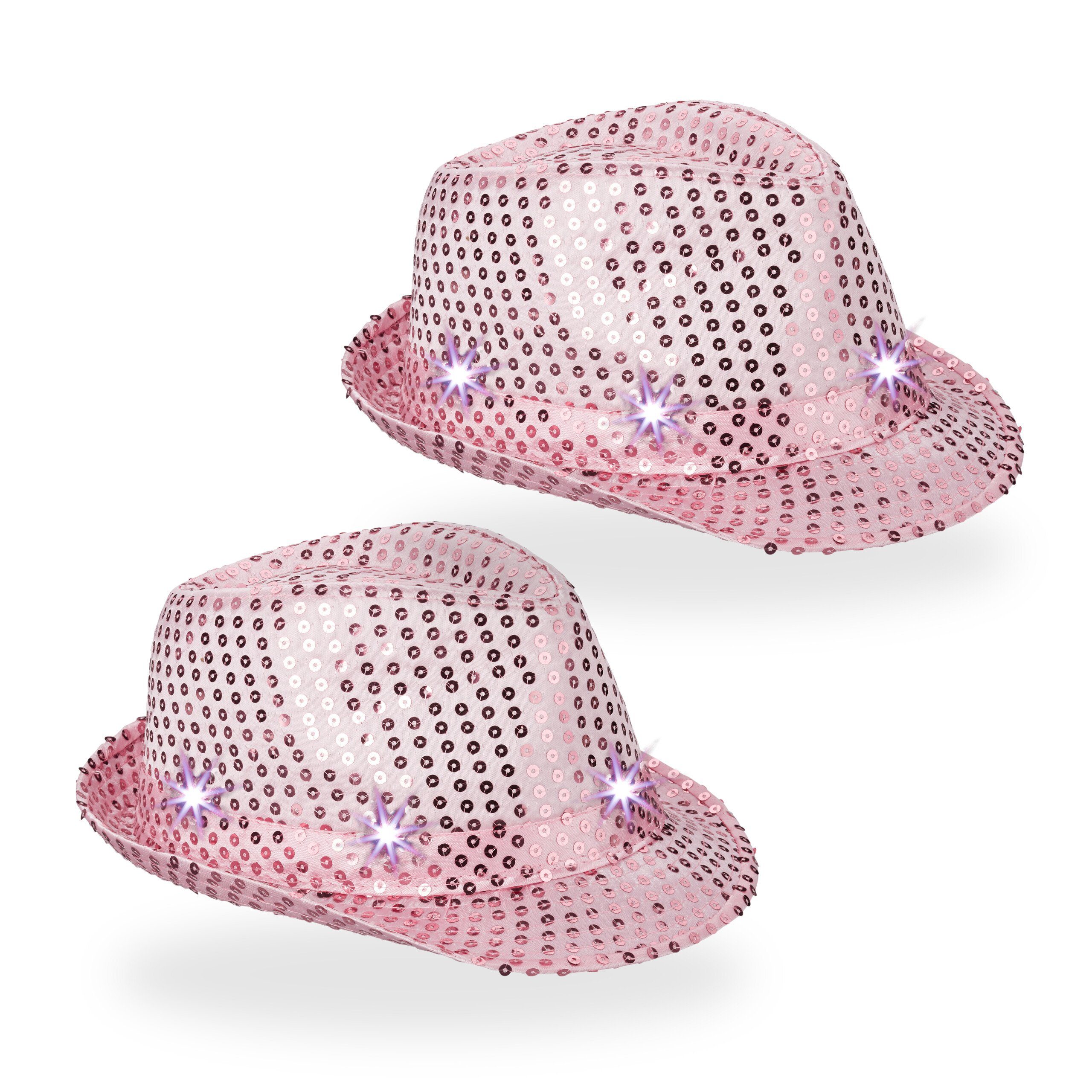 relaxdays Trilby Pailletten Hüte LED 2er günstig online kaufen