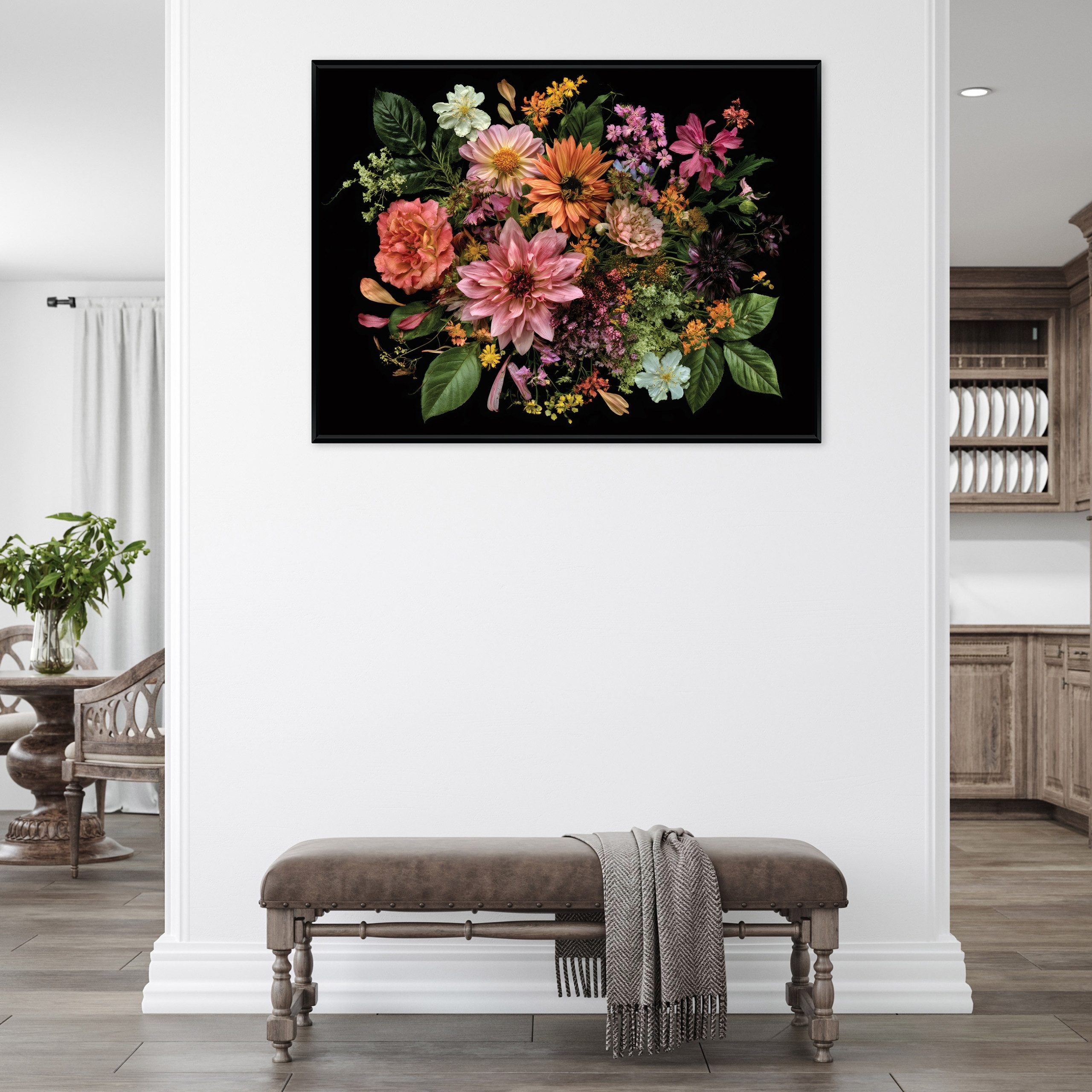 Wallarena Leinwandbild Blumen gerahmt UV-beständig Wohnzimmer Schlafzimmer 60x40 cm, Blumen, 40 x 30 cm