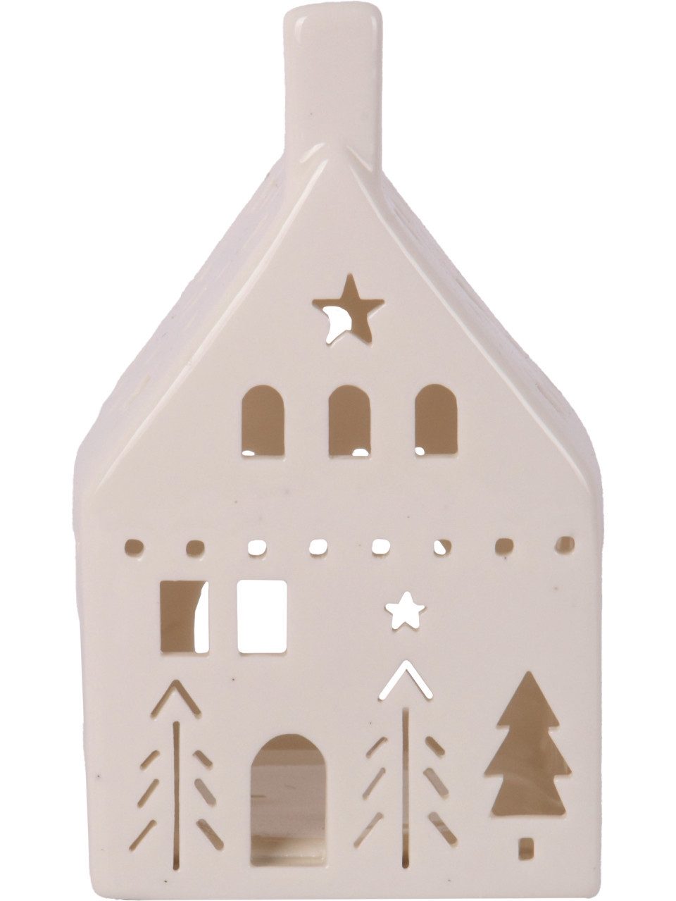 Trend Line Windlicht Windlicht Haus Keramik 13 x 7 cm weiß