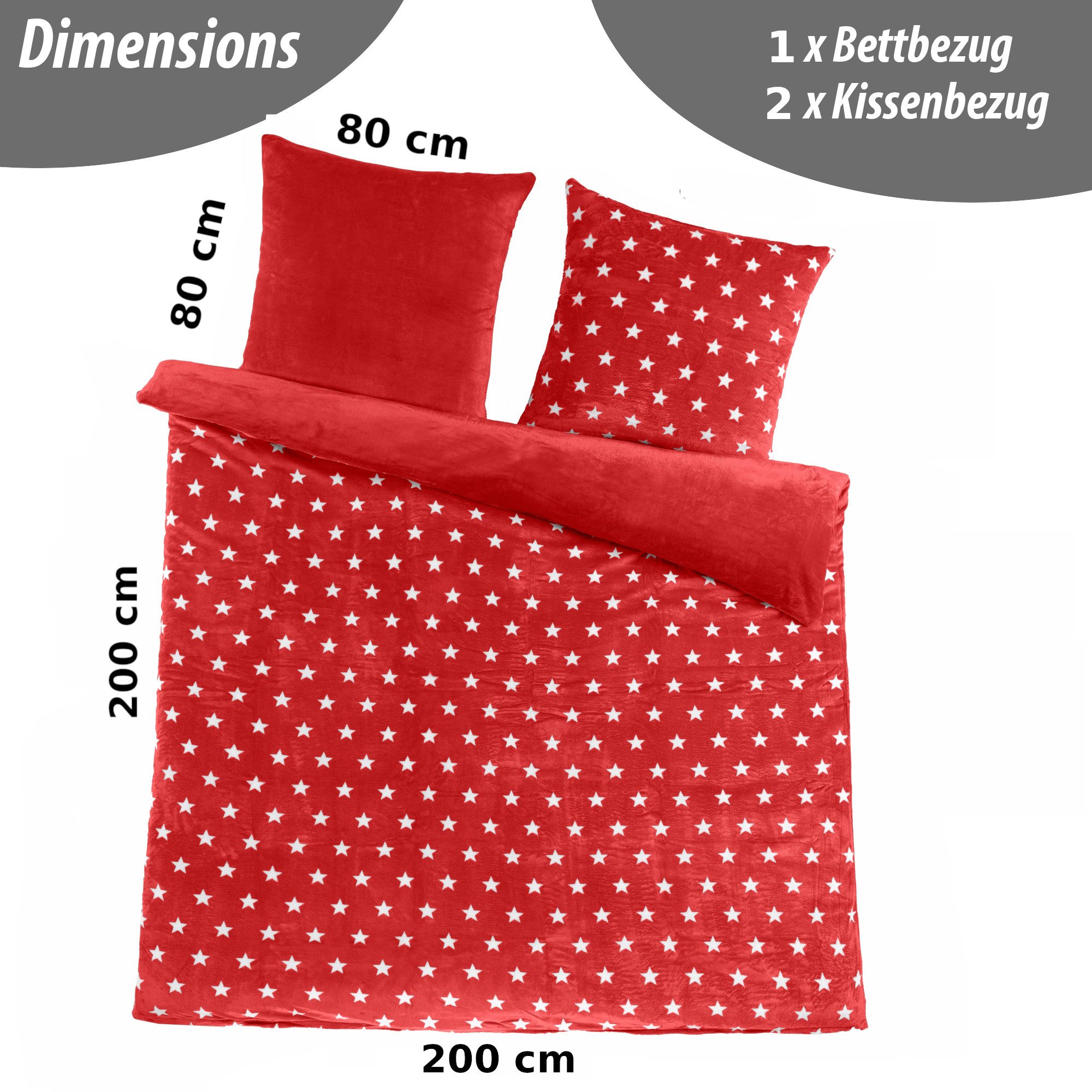 Malika Wendebettwäsche 200x200 + 2x 80x80 cm Cashmere Touch Sterne Bettwäsc günstig online kaufen