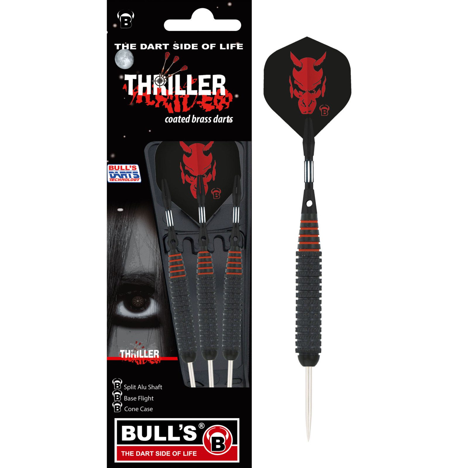 BULL'S Dartpfeil Steeldarts Bull`s, Thriller,messing, 22g, Schwarz