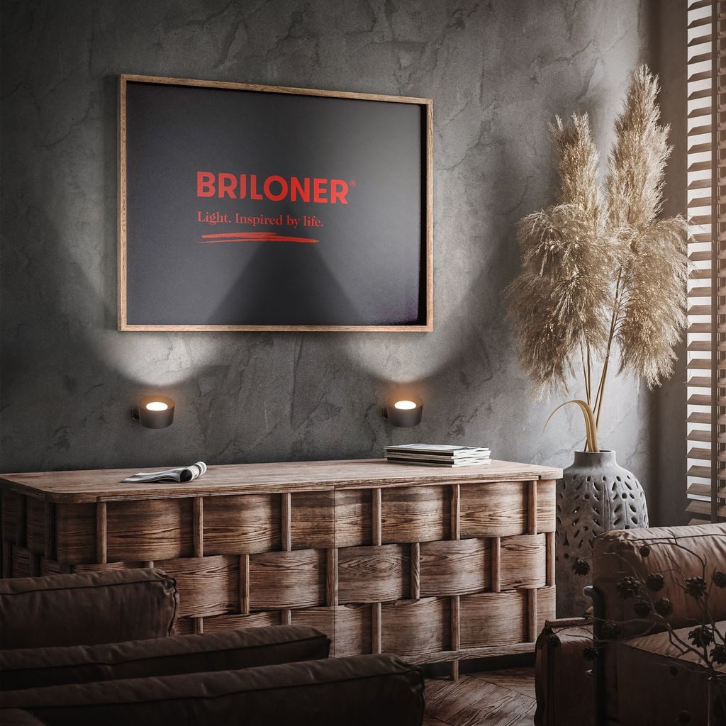 Briloner Leuchten Wandleuchte 2599015, Dimmfunktion, LED fest integriert, 6500K - Kaltweiß, LED Wandlampe 8,7x7,5x4,8 cm Schwarz 3W Innen ohne Stromanschluss