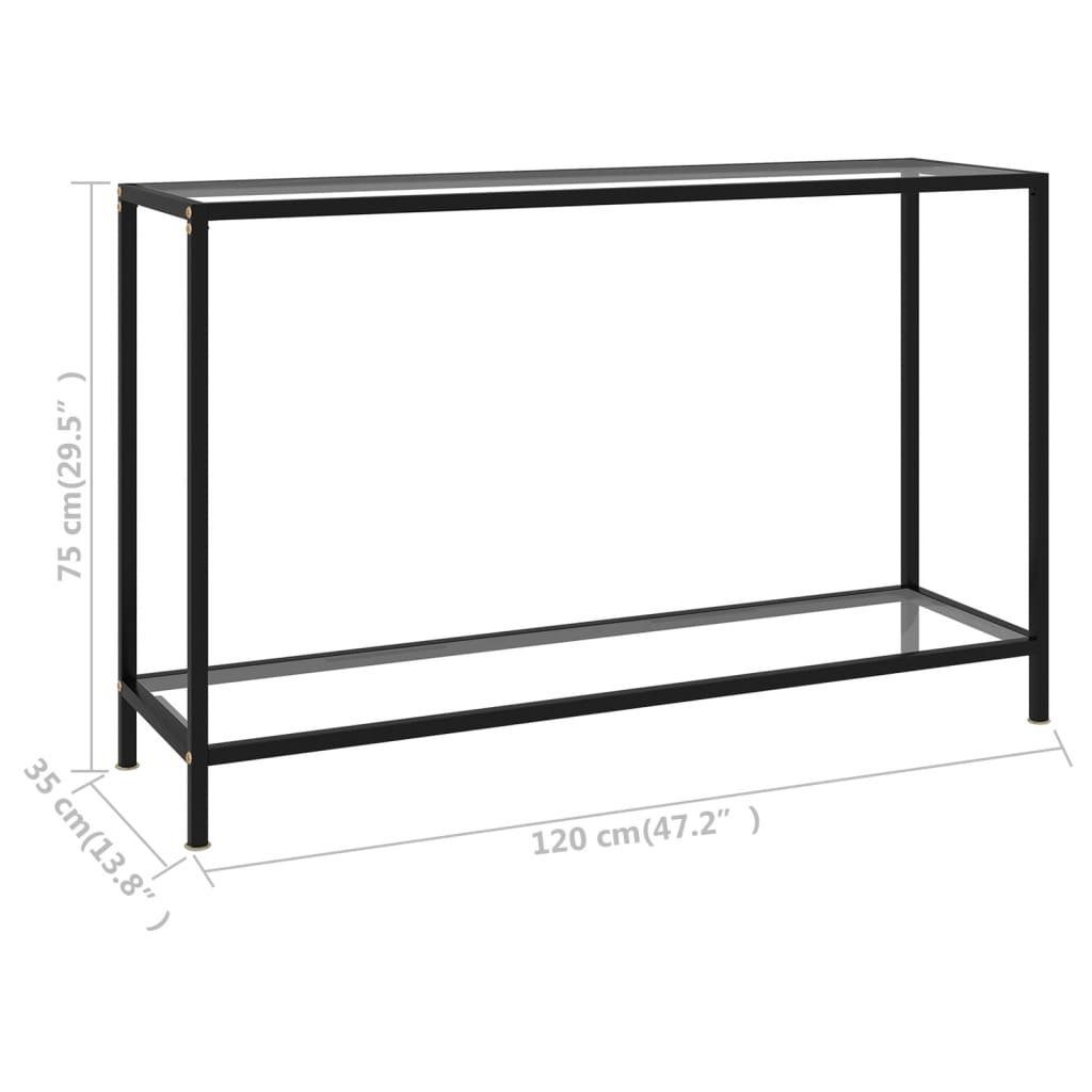 (LxBxH: 120x35x75 Transparent cm), aus Glasböden möbelando und Beistelltisch Andernach in Stahl mit Schwarz