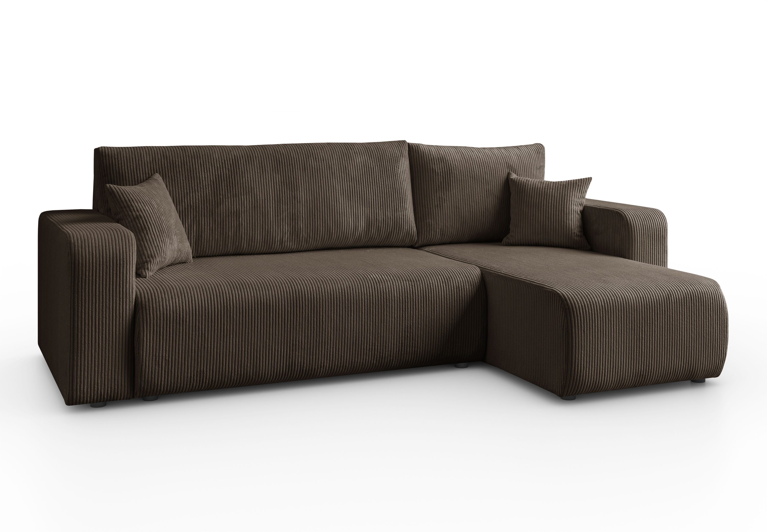 Lookway Ecksofa PRESTIGE L-Form Couch, Cord-Stoff, mit Bettfunktion und Bettkasten, Seite universal