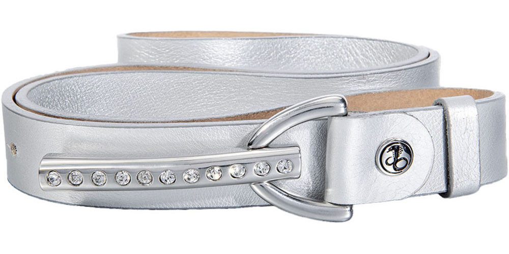 Silbergift Ledergürtel Metallic-Look, mit Strass-Steinen besetzt, günstig online kaufen