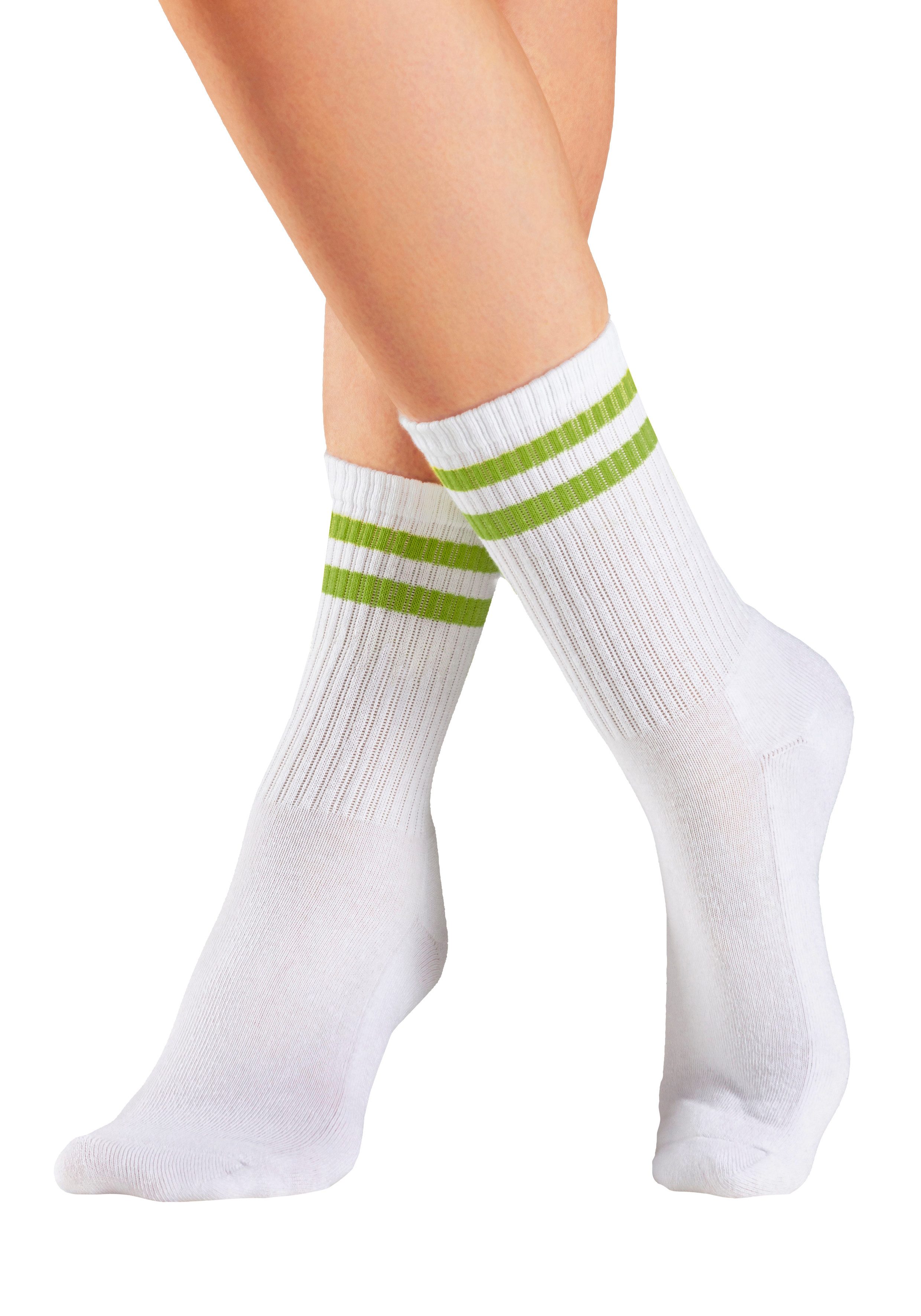 LASCANA Tennissocken (Packung, 3-Paar) mit farbigen Ringeln am Bündchen
