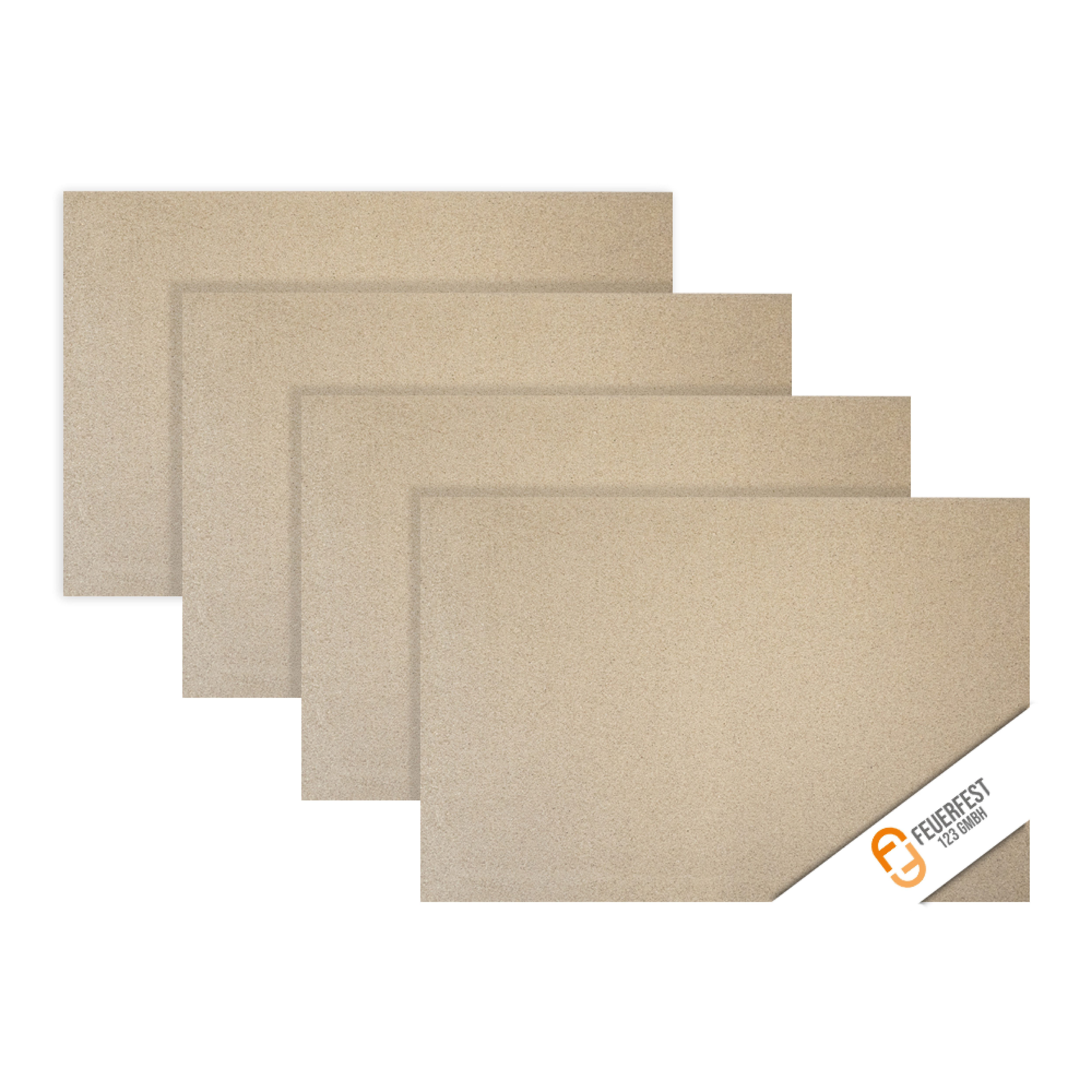 Feuerfest 123 GmbH Feuerraumplatten Vermiculite-Platten Set - Schamotte Ersatz - Für Kamine, Öfen & Grills, - Hitzebeständig bis 1.150 °C - Brandschutzplatte Feuerraum