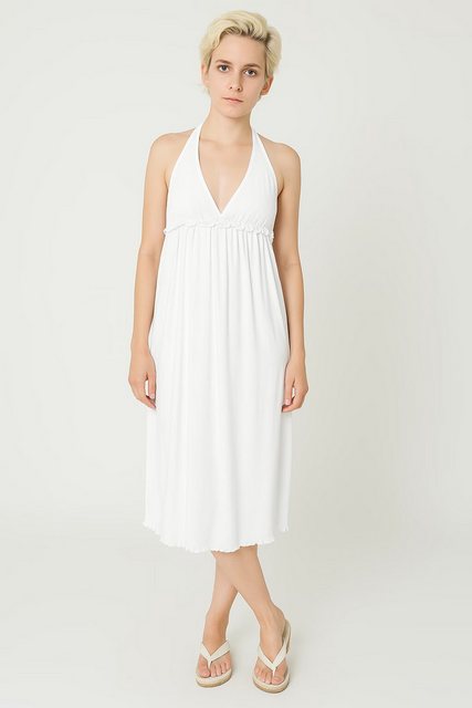 M-Diamant Sommerkleid Leichtes Damen-Sommerkleid mit Neckholder und Raffung günstig online kaufen