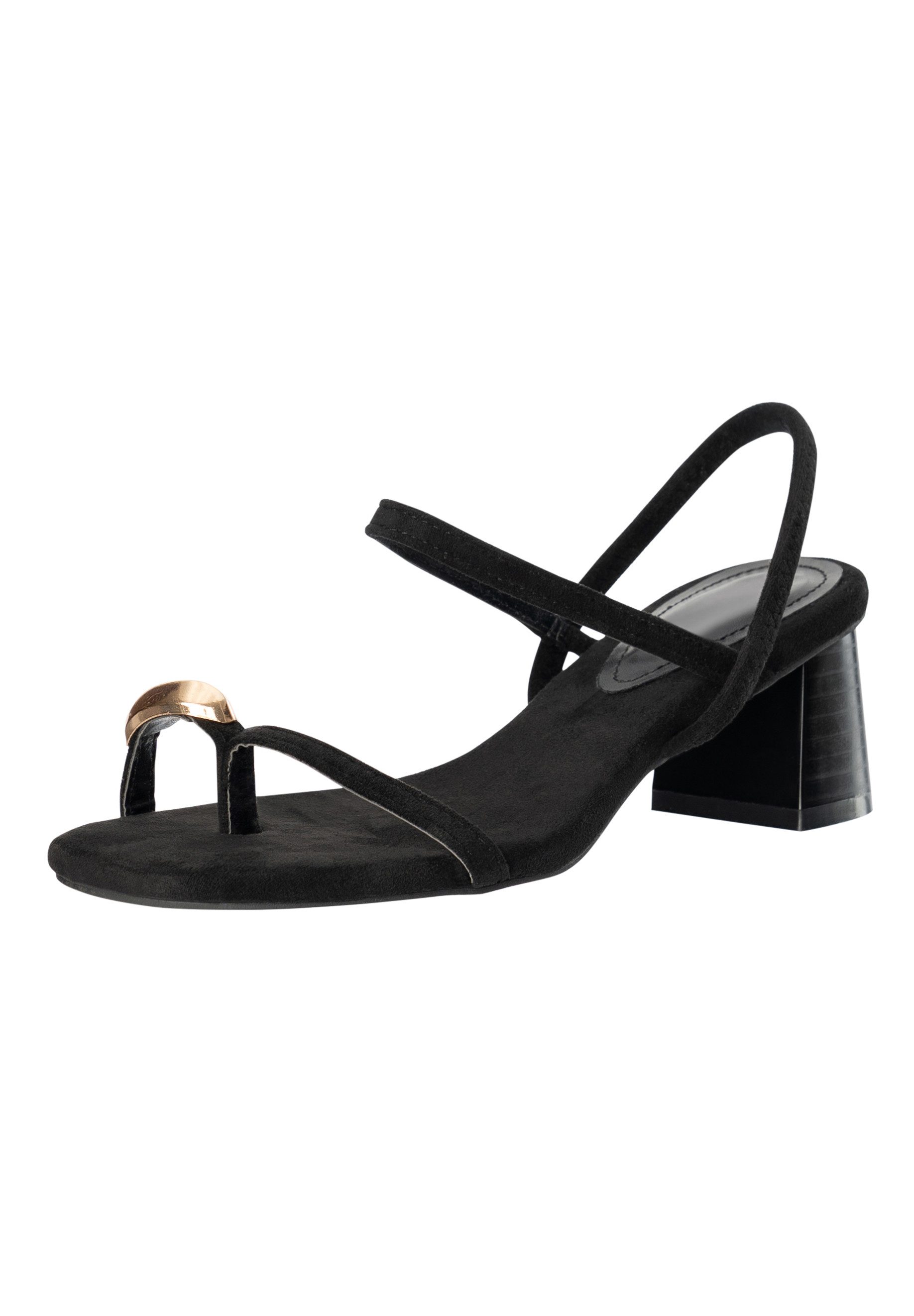 Damen Riemchensandalen mit Blockabsatz & Zehenring High Heel Sandalette