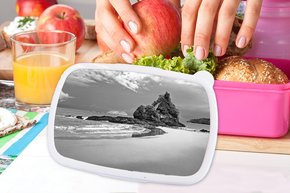 Strand Das und von Rica Kinder, rosa Snackbox, für Costa in Erwachsene, Brotbox Kunststoff, Mädchen, Paradies am Weiß, (2-tlg), Brotdose MuchoWow Lunchbox Schwarz Kunststoff