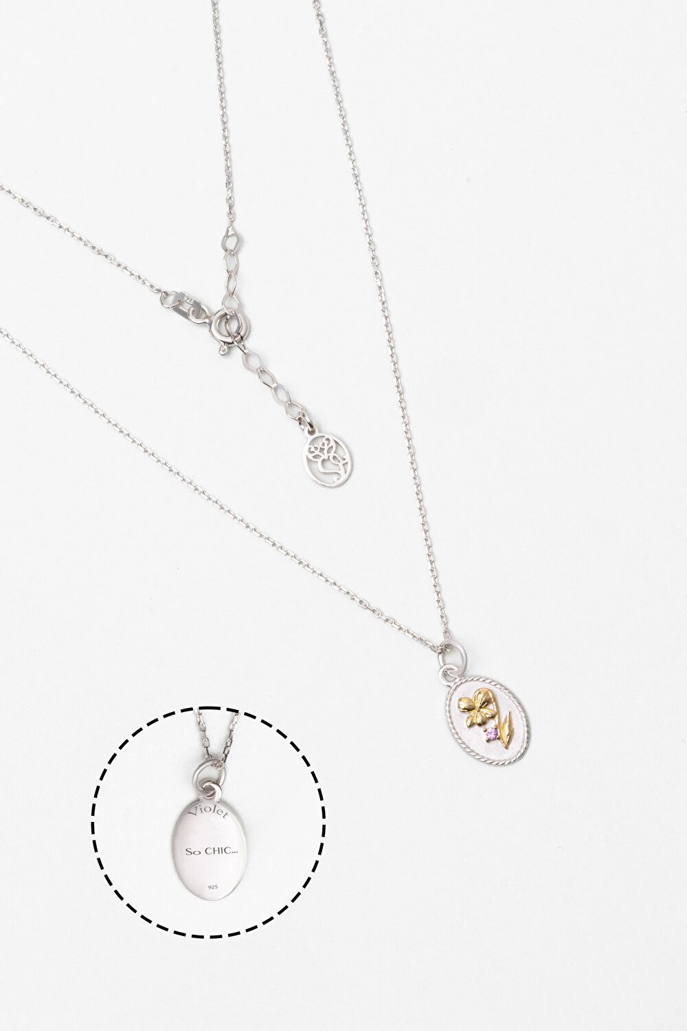 So CHIC... Kette mit Einhänger Violette Hoffnung Blume 18K Weißgold Halskette
