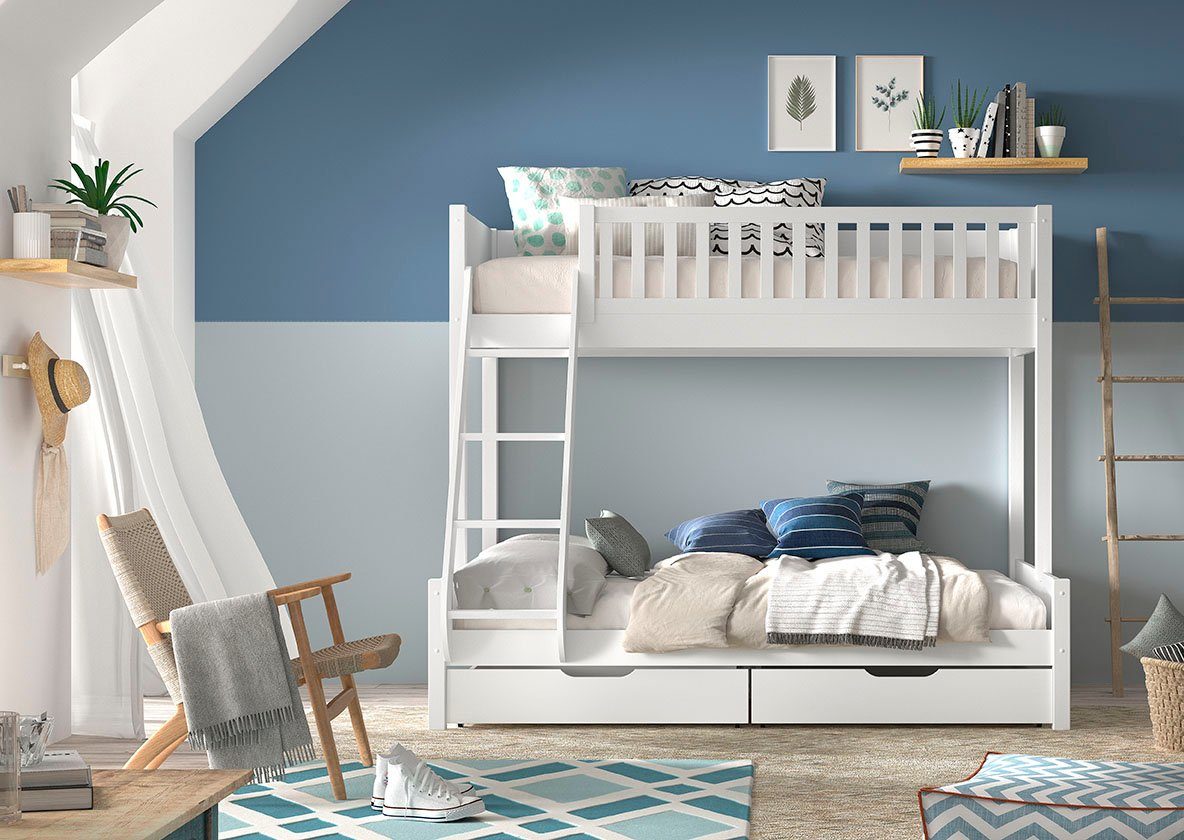 Vipack Etagenbett "Scott, Kiefer massiv, stabil gebaut, Made in Europe, Lan günstig online kaufen