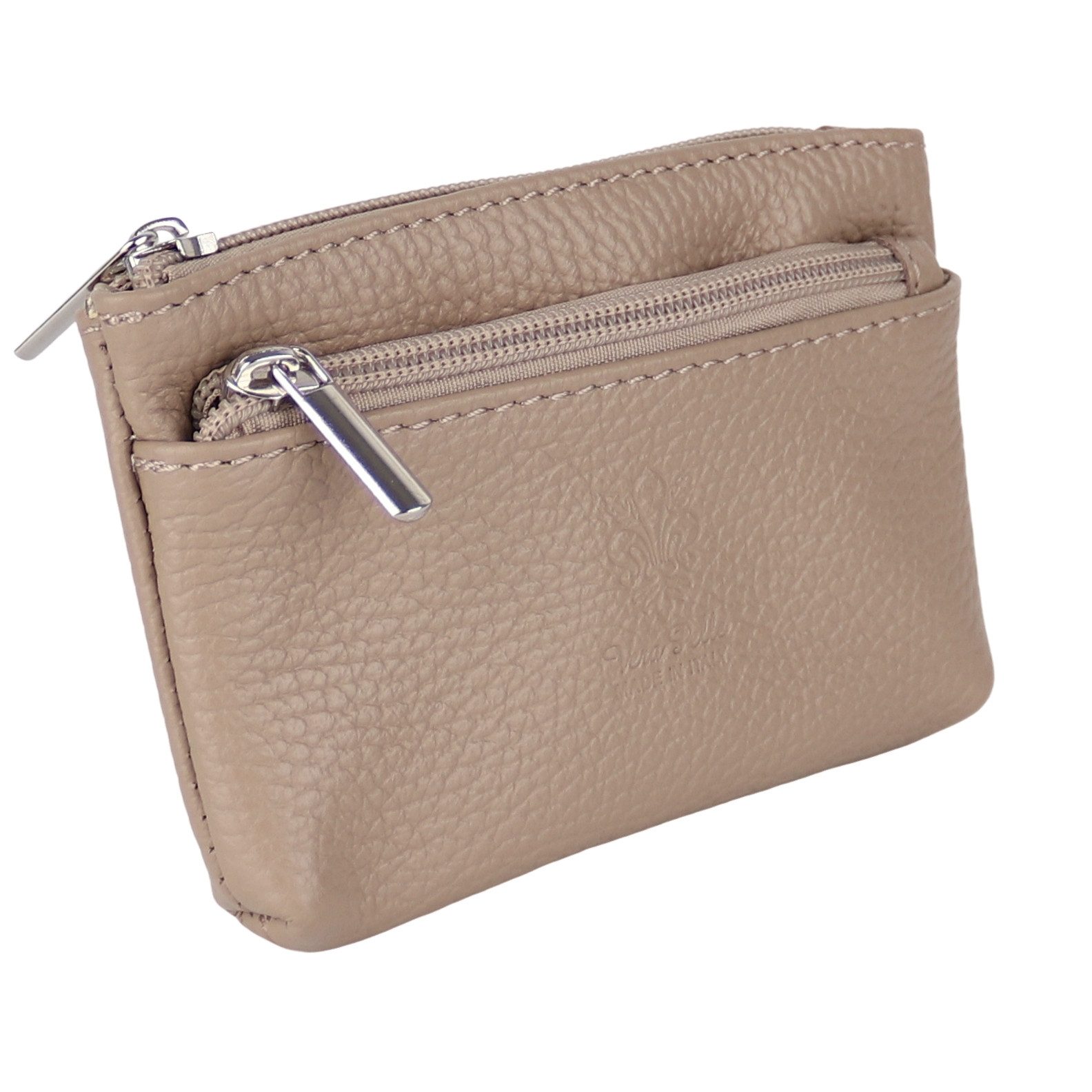 MIRROSI Mini Geldbörse Damen Geldbörse klein Made in Italy mit 2 Reißverschlussfächern (Prägung, ca. 12 x 8 x 1 cm), viele tolle Trendfarben zur Auswahl, leicht