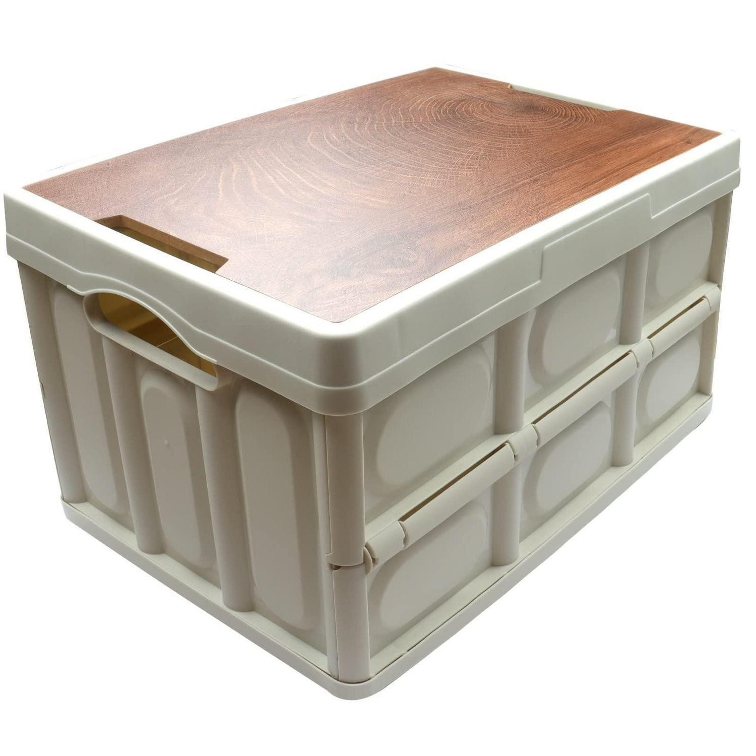 LuxusKollektion Faltbox Aufbewahrungsbox Holzdeckel faltbar 52.5x35x28.5cm