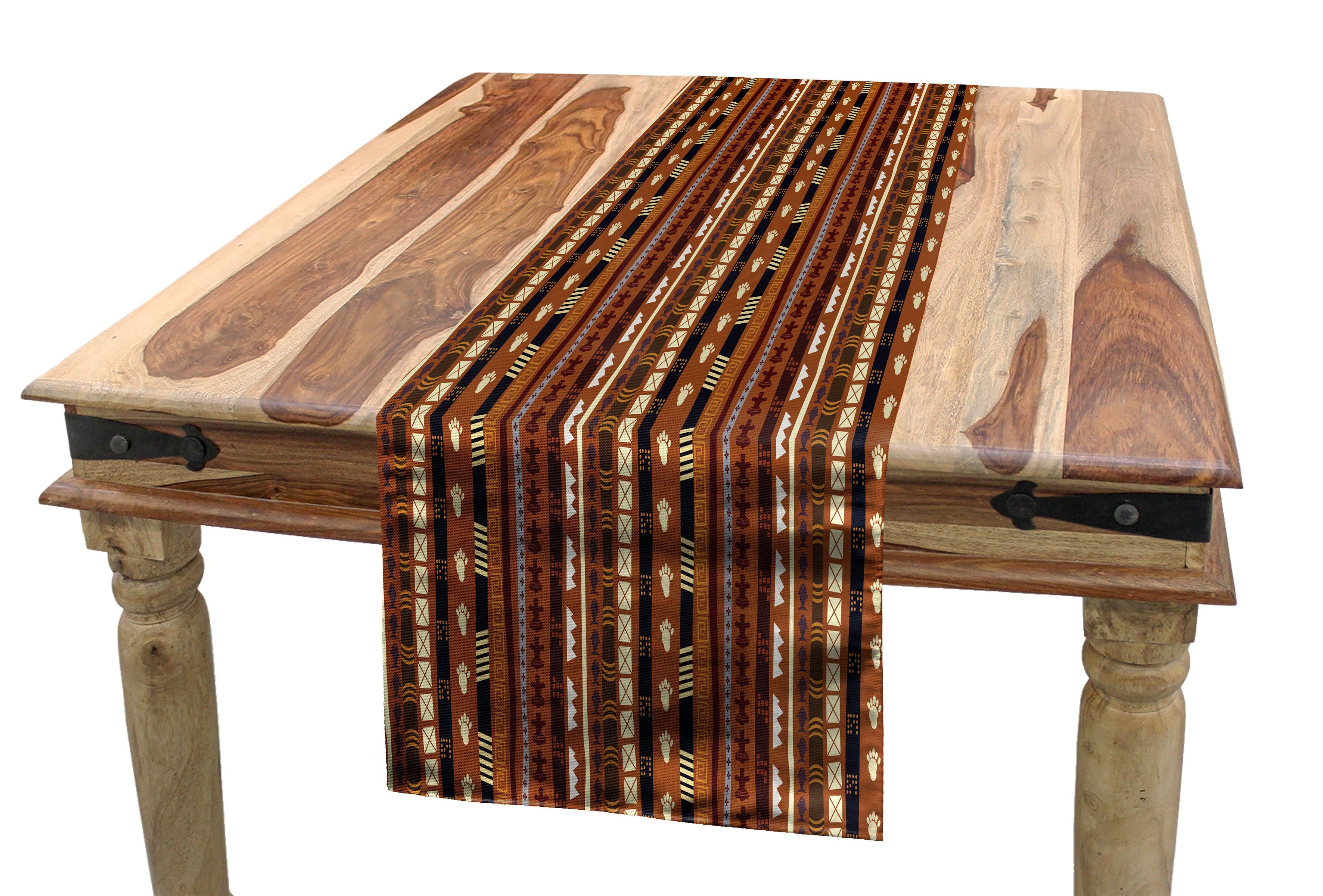 Tischläufer Rechteckiger Esszimmer Küche Tischläufer, Detail-Streifen Abakuhaus Dekorativer Zusammenfassung Stammes