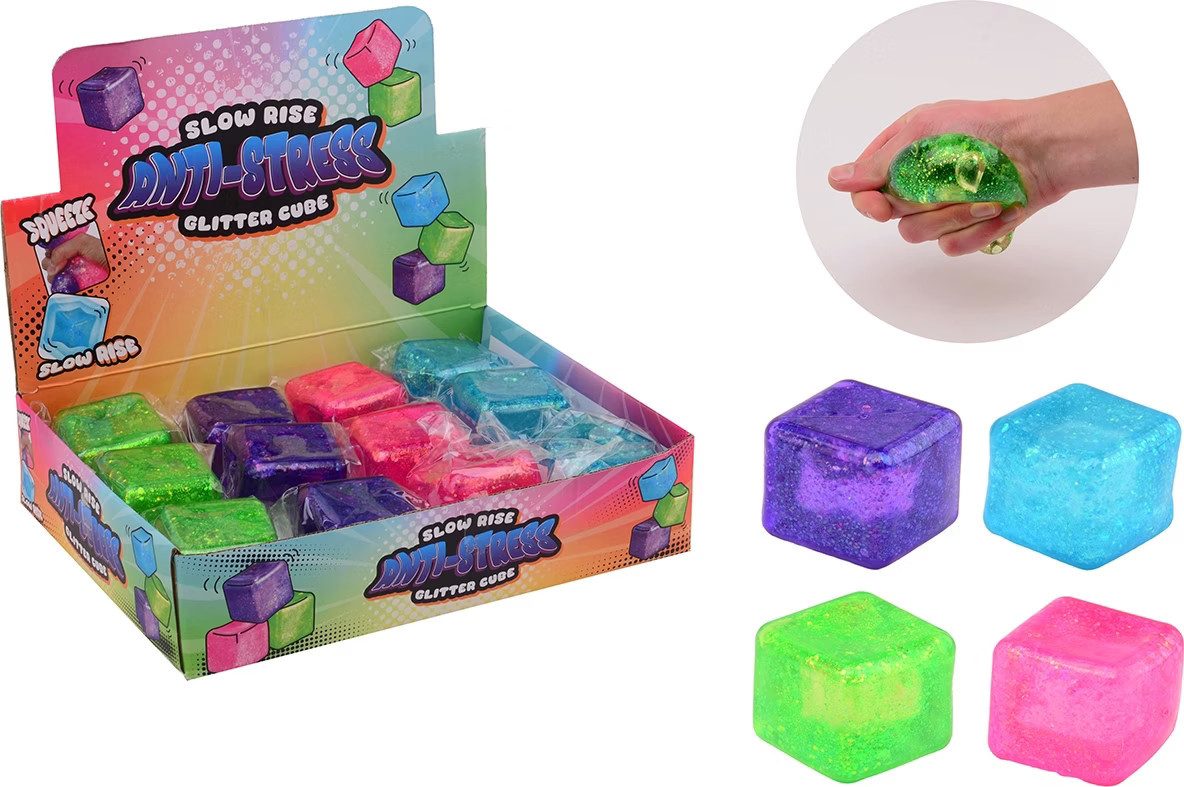 JOHNTOY Spiel Slow Rise Anti-Stress-Würfel Glitzer ab 3
