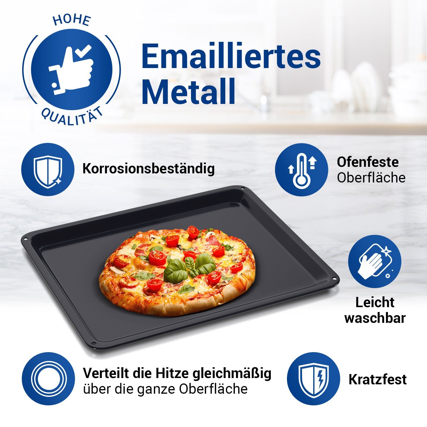 VIOKS Backblech Kuchenblech Ersatz für AEG 14002049002/9 466x386x25mm, Metall, für Backofen Herd