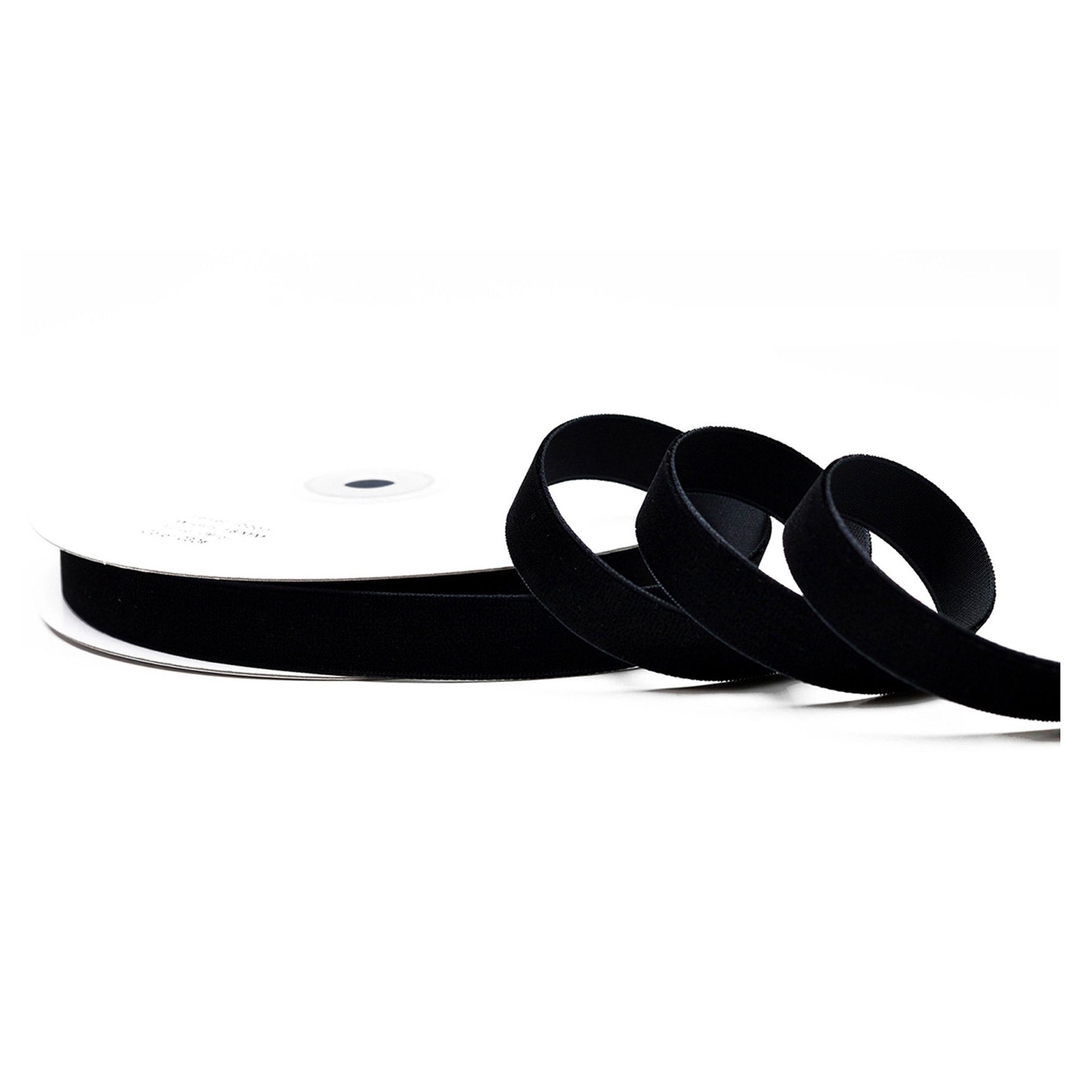 Creativery Samtband, Samtband 16mm x 10m Rolle Schwarz