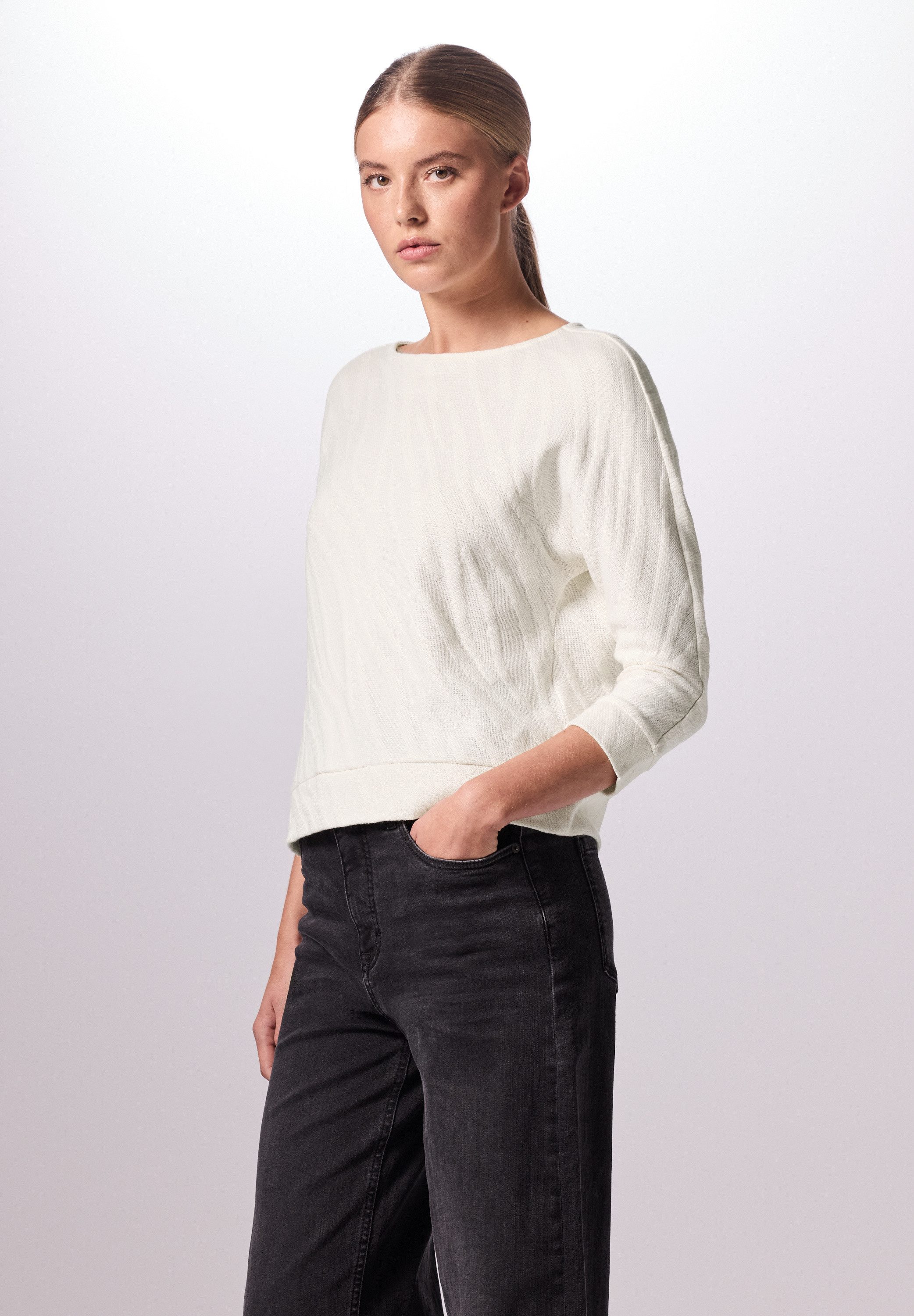 STREET ONE STUDIO T-Shirt aus elastischem Materialmix