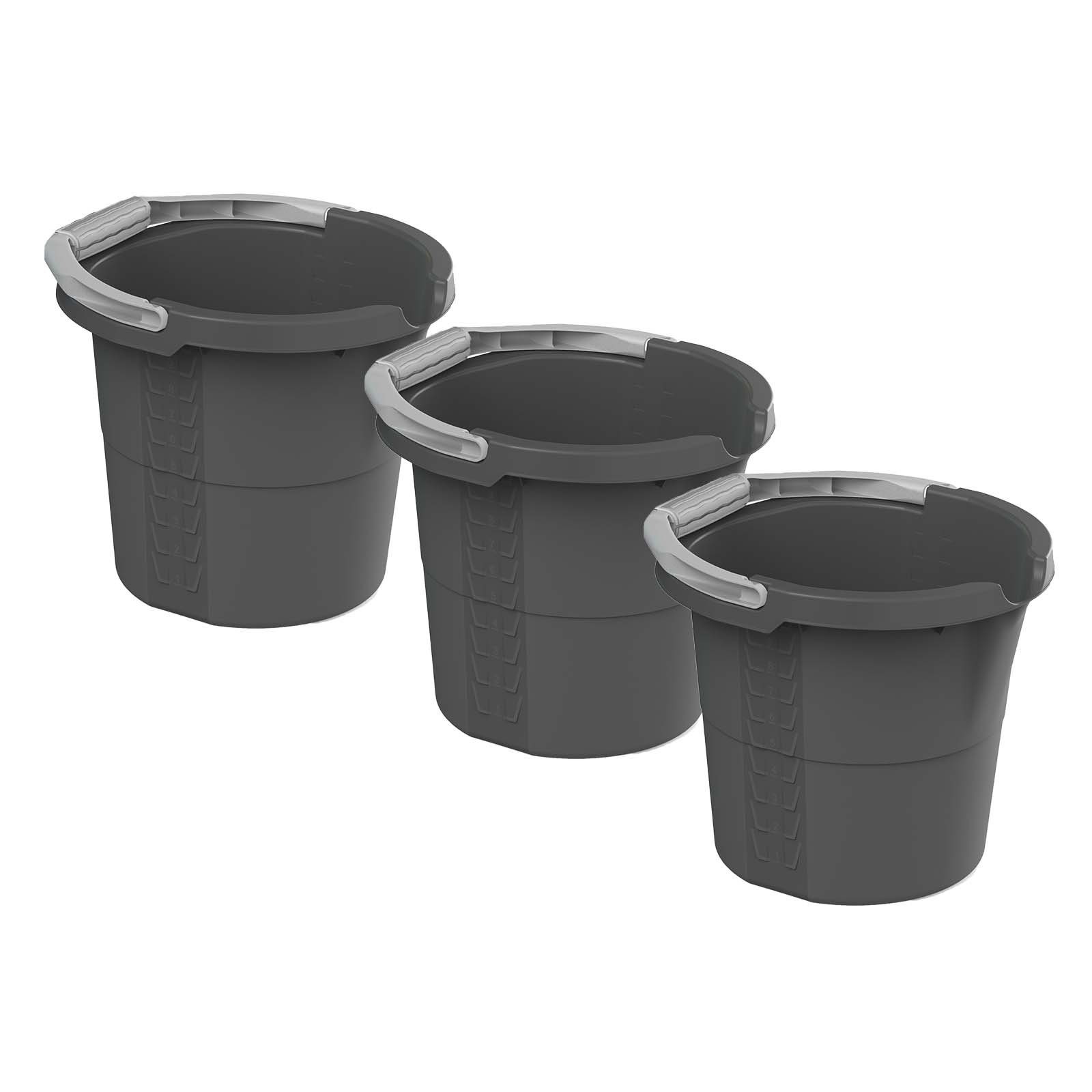 Skalenangabe DAILY, Skaleneimer Daily Litern Anthrazit recycelt), (PP 3er-Set), mit Putzeimer 10 Kunststoff l (Putzeimerset, in 3er Set ROTHO