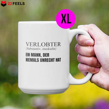 22Feels Tasse Verlobter Geschenk Männer Verlobung Bekannt Geben Ihn Spruch Heiraten, Keramik, XL, Made In Germany, Spülmaschinenfest