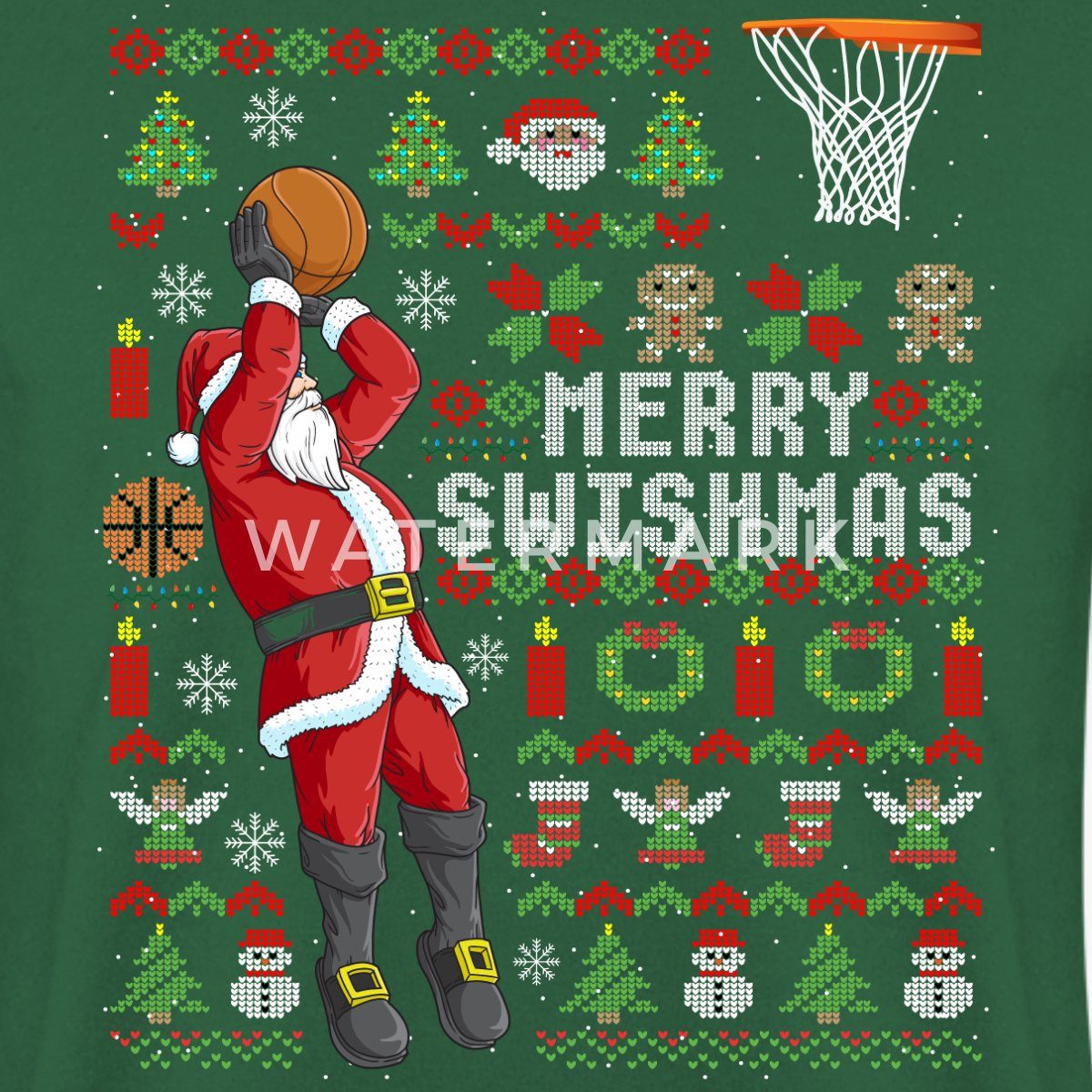 Spreadshirt Sweatshirt Merry Swishmas Ugly Christmas Basketball Unisex Pull günstig online kaufen