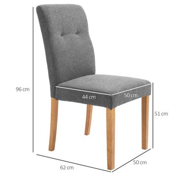 HOMCOM Esszimmerstuhl 2er-Set Essstühle mit gepolstertem Sitz Polsterstuhl (Küchenstühle, 2 St), mit hohe Rückenlehne
