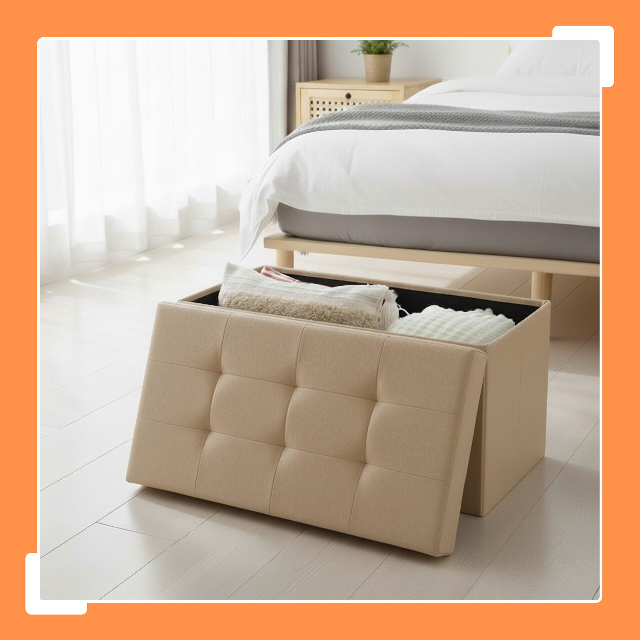 relaxdays Sitzbank Faltbare Sitzbank Kunstleder (1-St), Beige – Bild 5 von 5