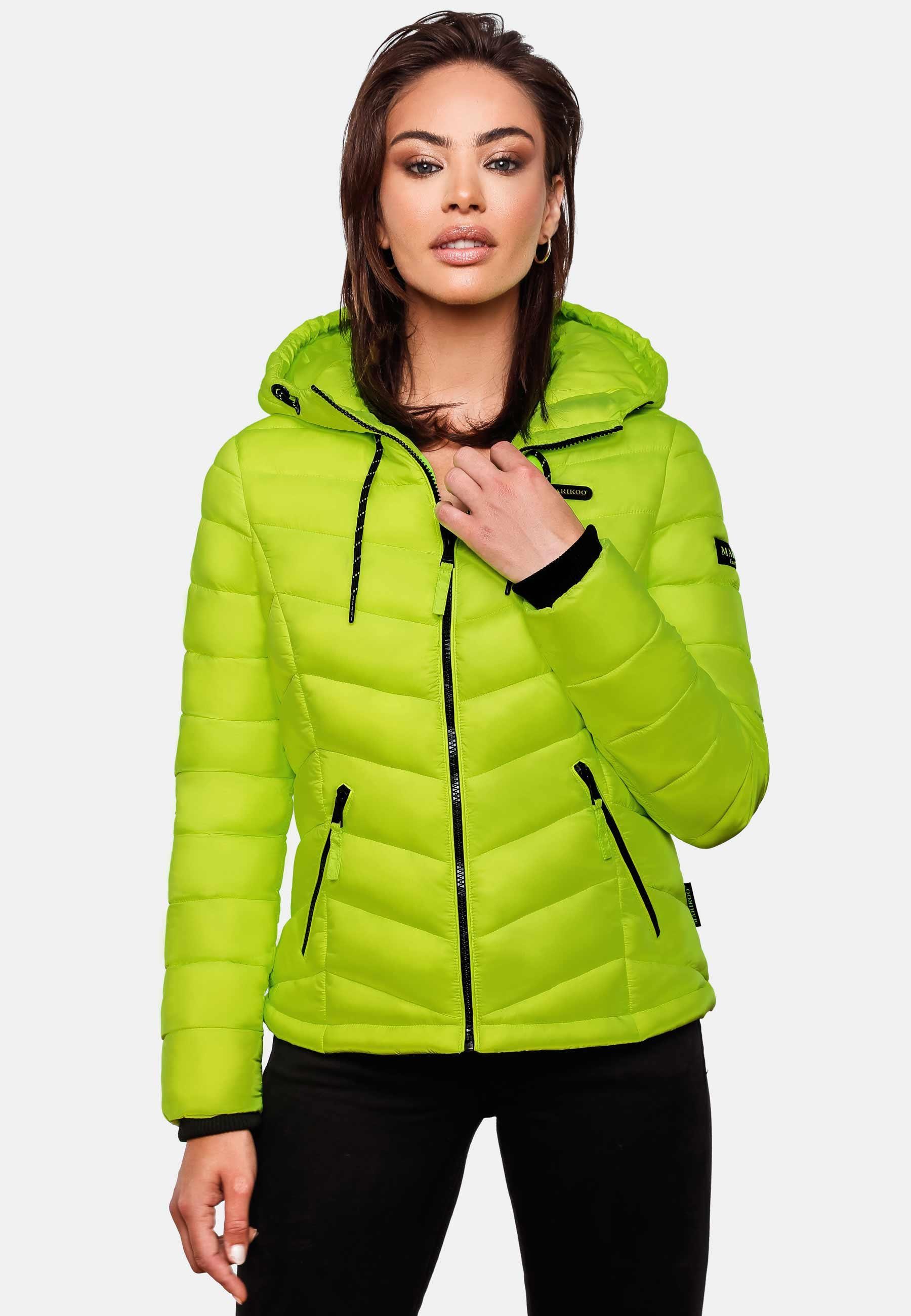 Steppjacke Kuala Kapuze ultraleichte Übergangsjacke mit neongrün Marikoo