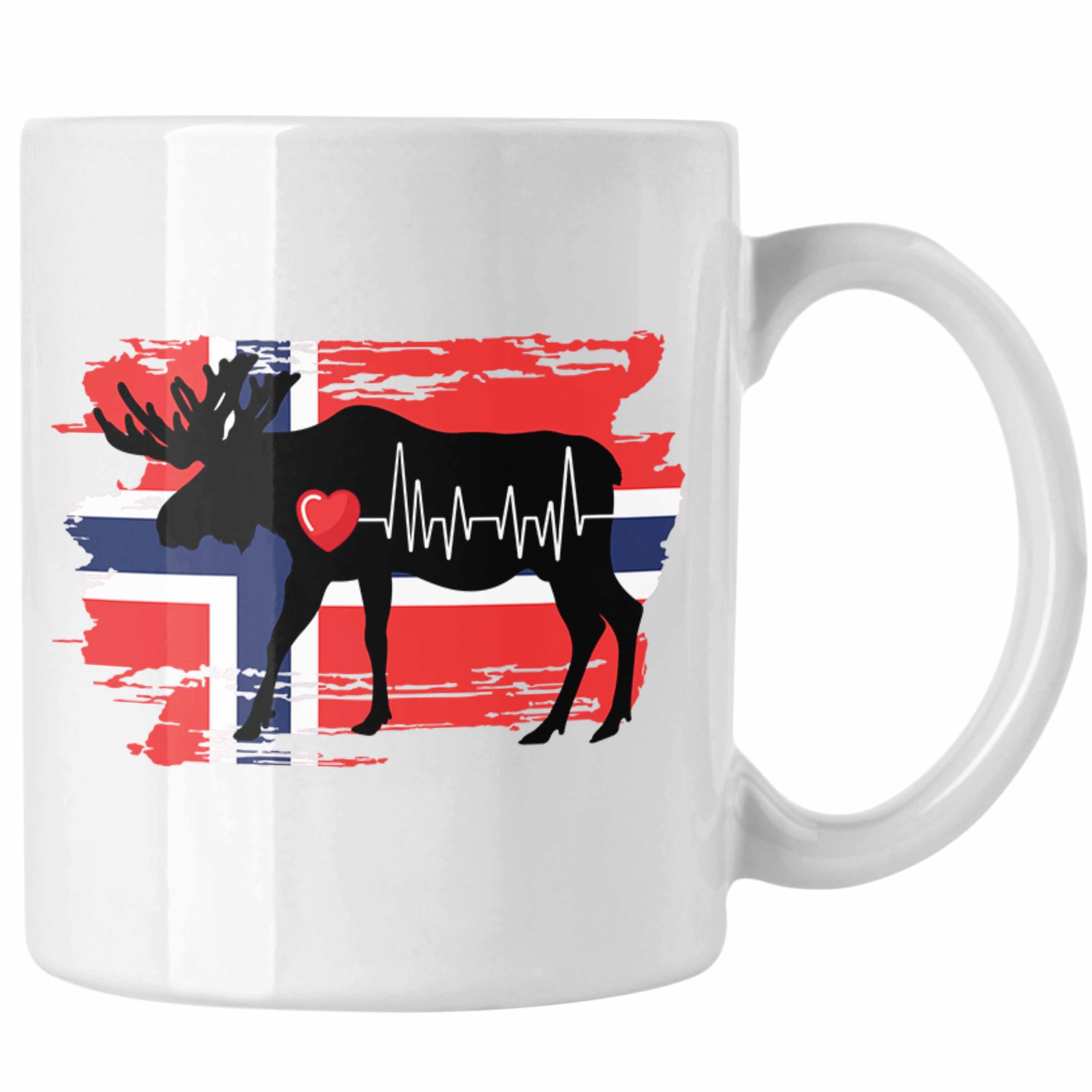 Elch Norwegen für Norwegen Geschenk Weiss - Herzschlag Tasse Trendation Tasse Trendation Lieb