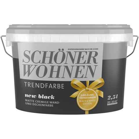 SCHÖNER WOHNEN FARBE Wand- und Deckenfarbe TRENDFARBE new black, hochdeckend, Allergiker geeignet