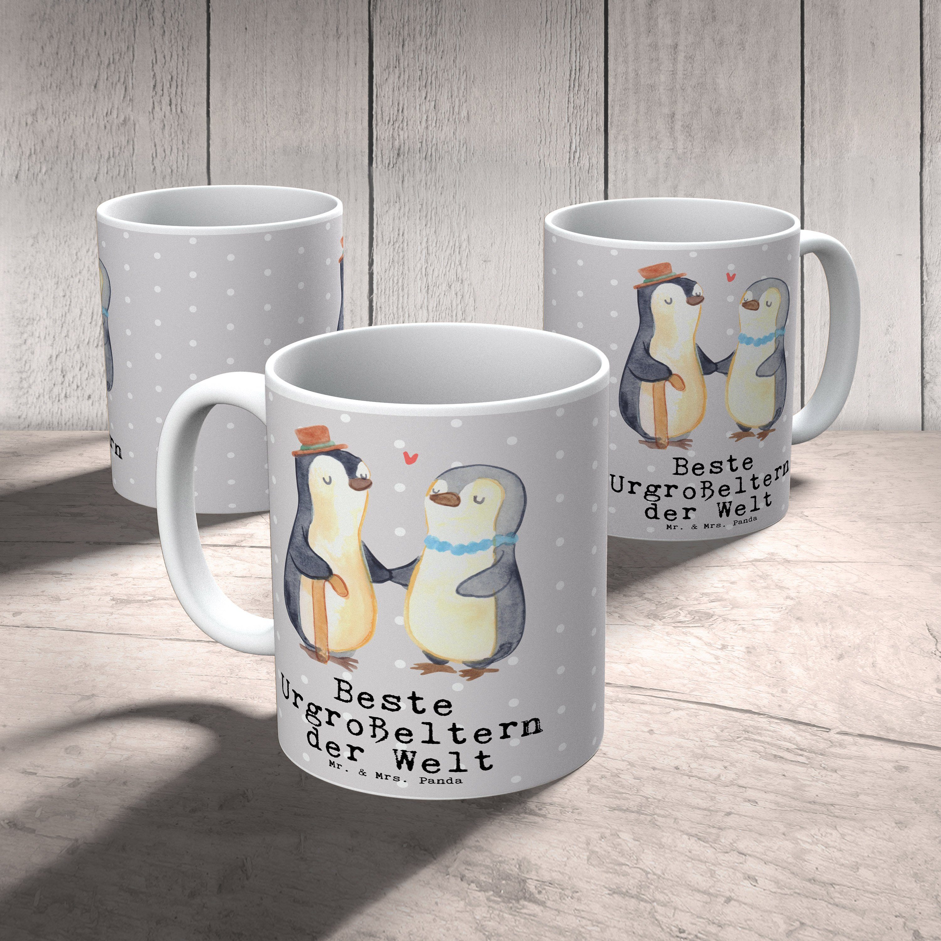 Pinguin Mr. Geschenk, Grau Beste der Gesche, Keramik - - & Urgroßeltern Pastell Welt Mrs. Panda Tasse