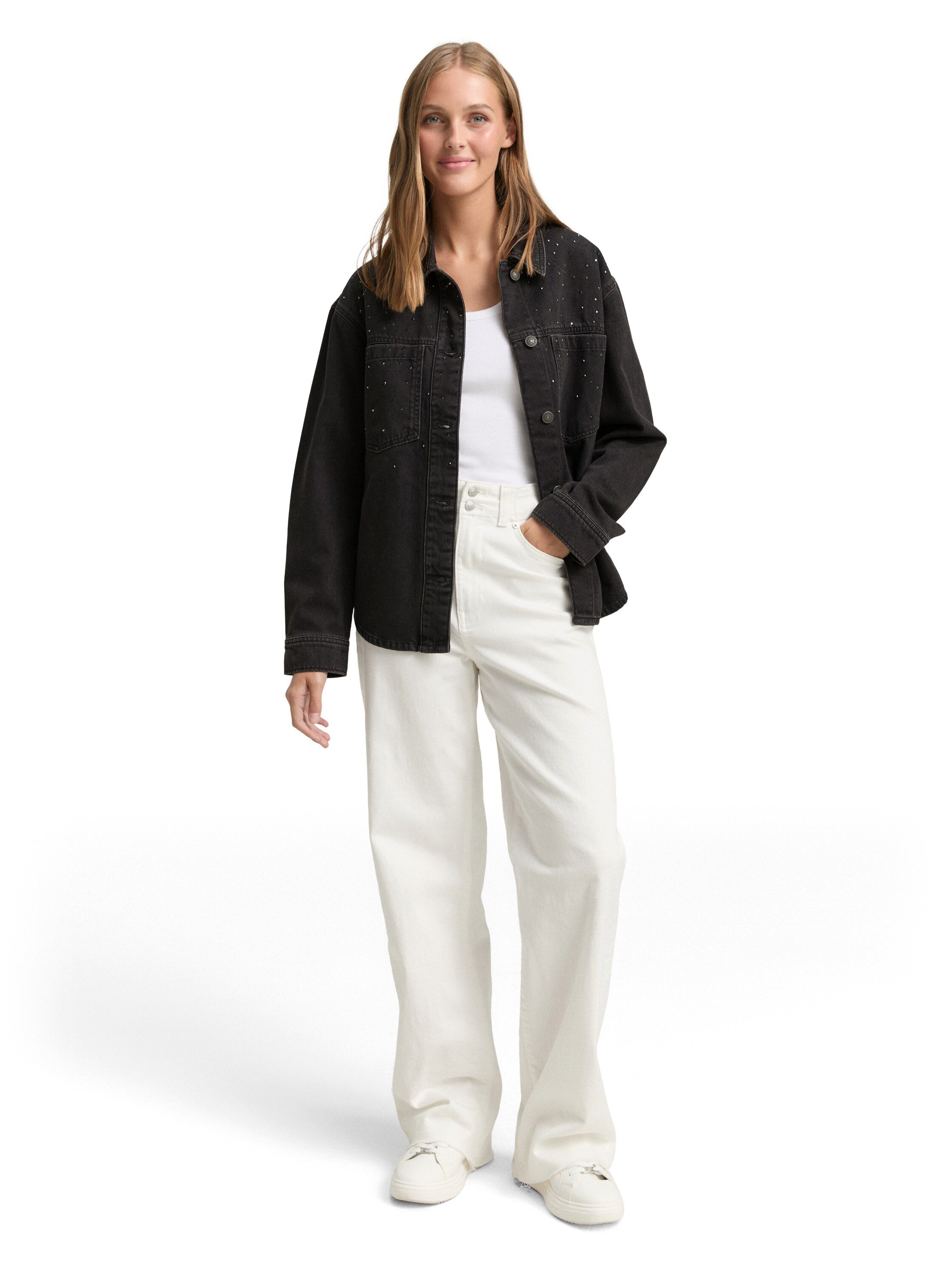 TOM TAILOR Denim Jeansjacke mit Strasssteinen