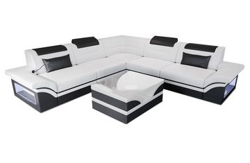 Sofa Dreams Ecksofa Sofa Leder Brianza L Form Ledersofa, Couch, mit LED, wahlweise mit Bettfunktion als Schlafsofa, Designersofa