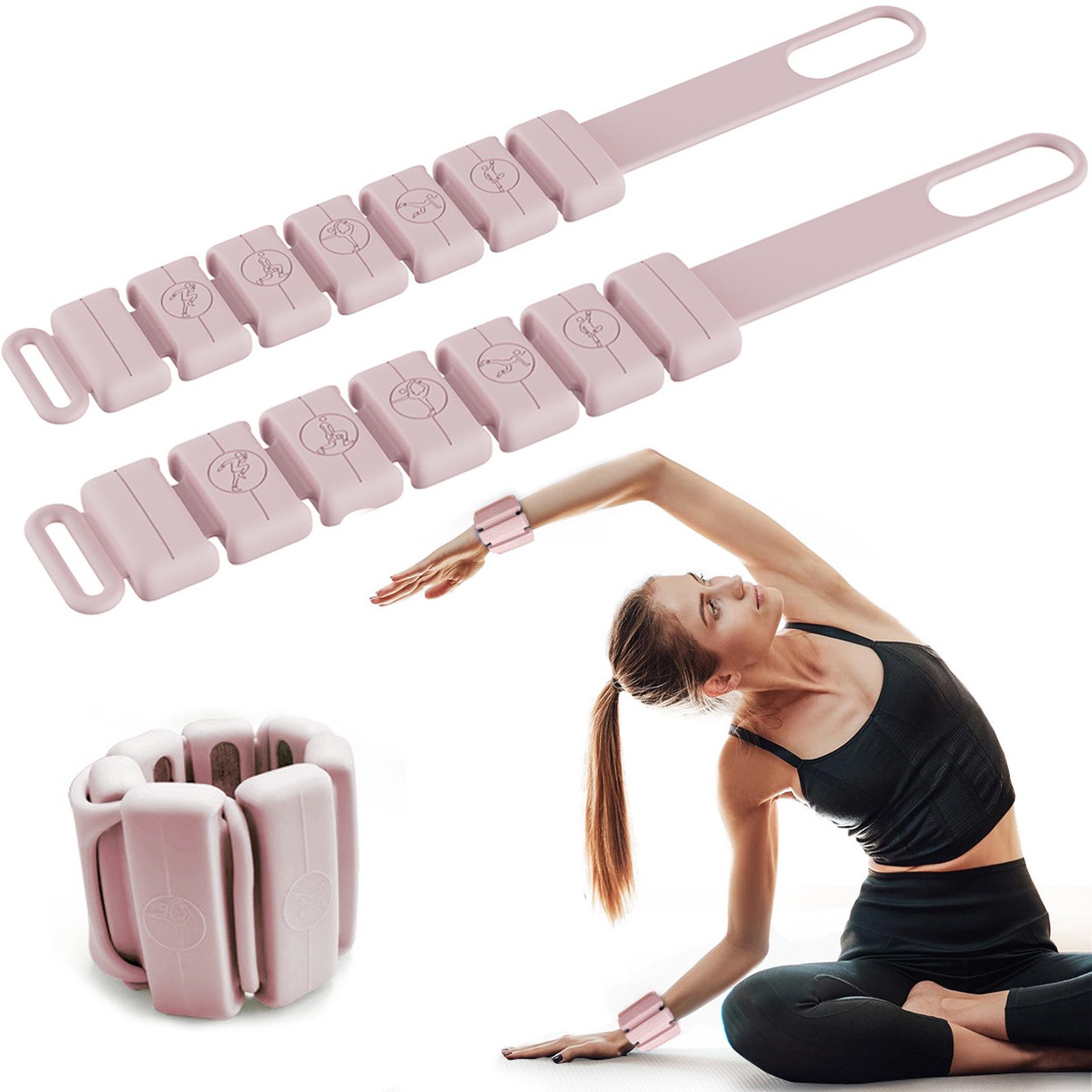 AIMAX Gewichtsmanschette Silikon-Gewichtsarmbänder, verstellbares Gewicht, 0,25 kg, 2er-Pack, Geeignet für Handgelenks & Fußgelenkgewichte, Yoga, Fitness, Gehen