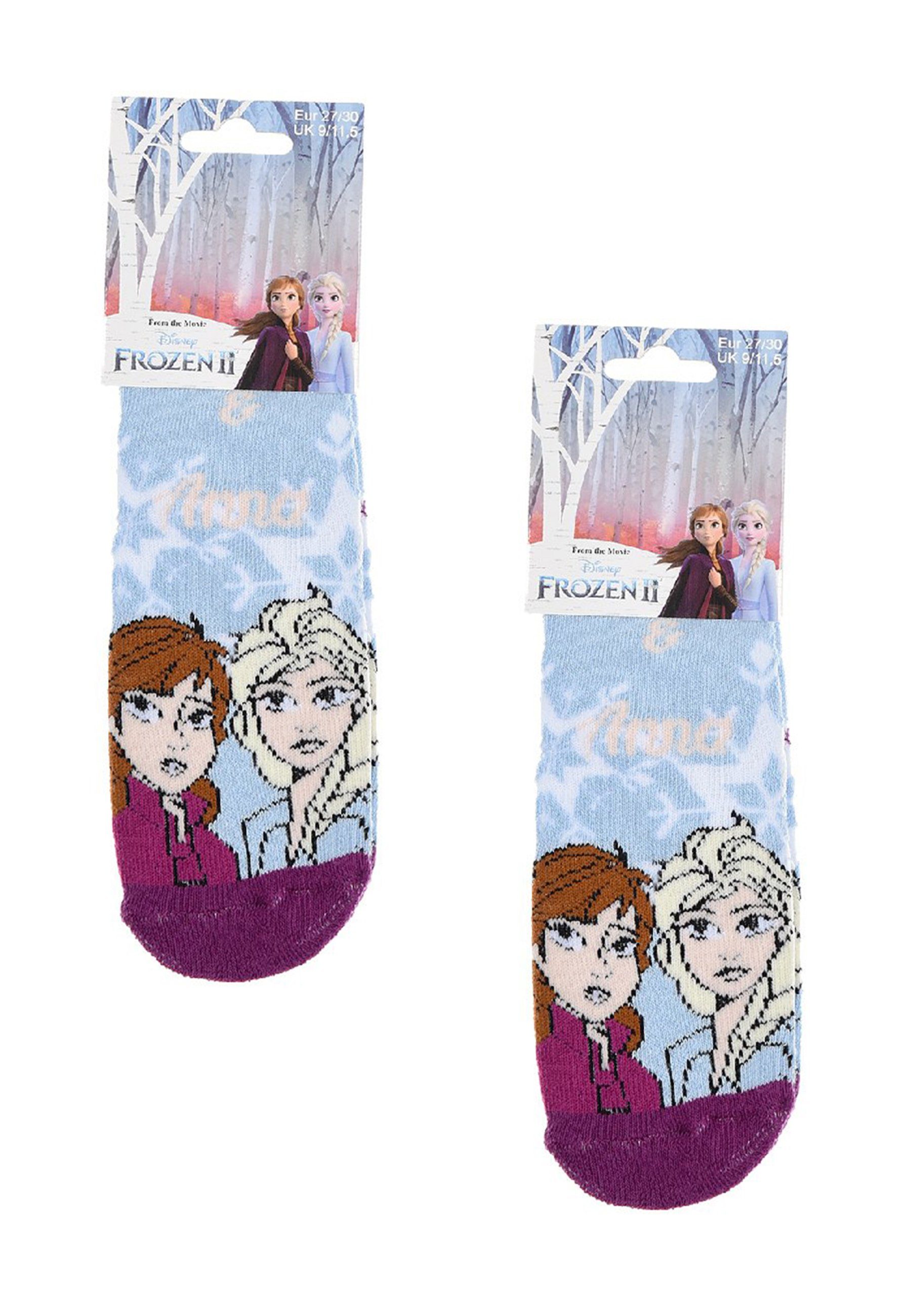 Wäsche Stoppersocken Disney Frozen ABS-Socken Eiskönigin Kinder Mädchen Socken 2 Paar Gumminoppen Stopper-Socken Strümpfe (2-Paa