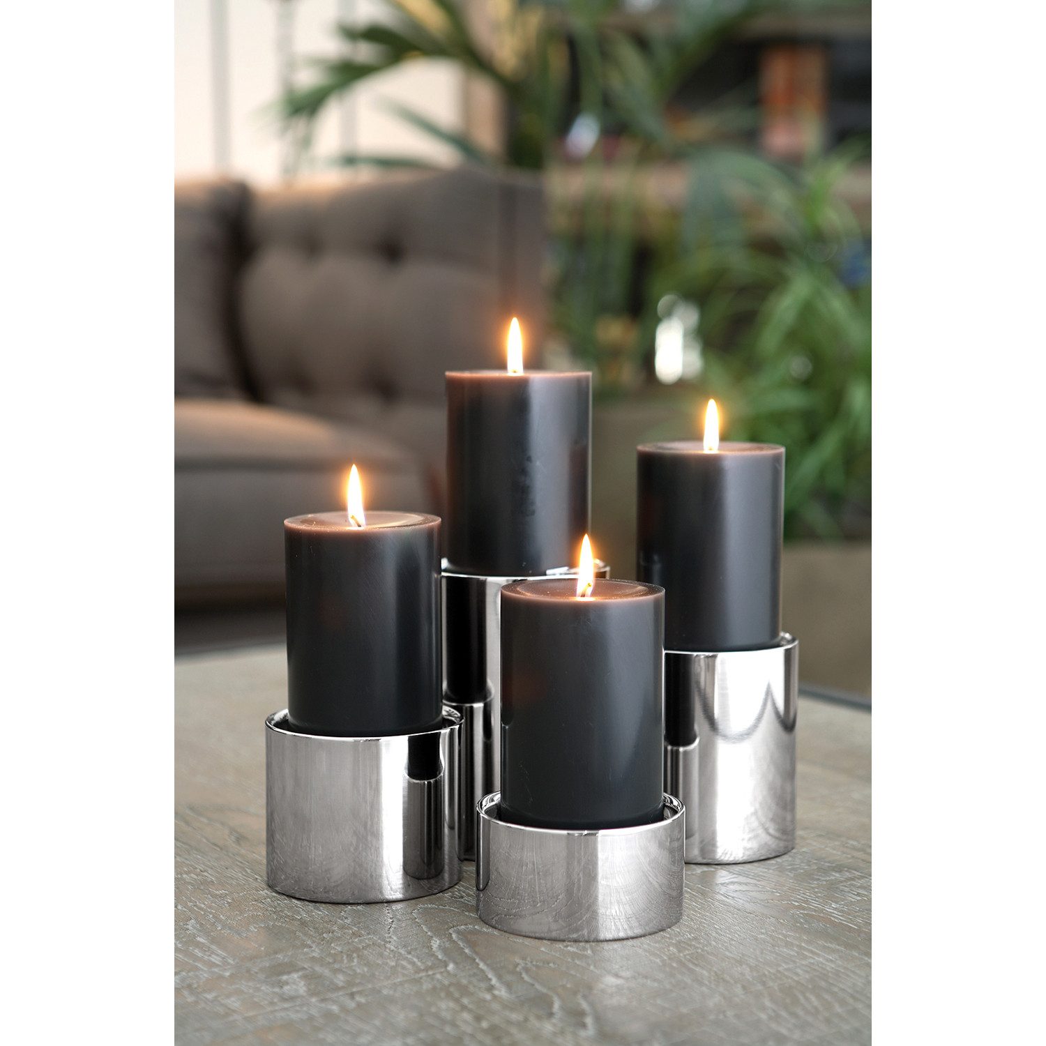 Fink Kerzenleuchter SOBRIO - Kerzenleuchter aus Edelstahl - H. 5cm x D.10cm günstig online kaufen